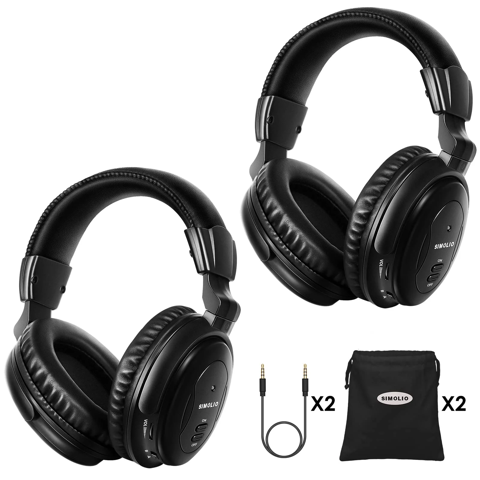 SIMOLIO Compatible with uConnect VES Chrysler Pacifica & Town & Country & Honda Odyssey & Dodge Grand Caravan IR Headphones for Car DVD for Chevy Suburban & GMC Yukon & Nissan Armada & Jeep 2006-2022 Two Headphones