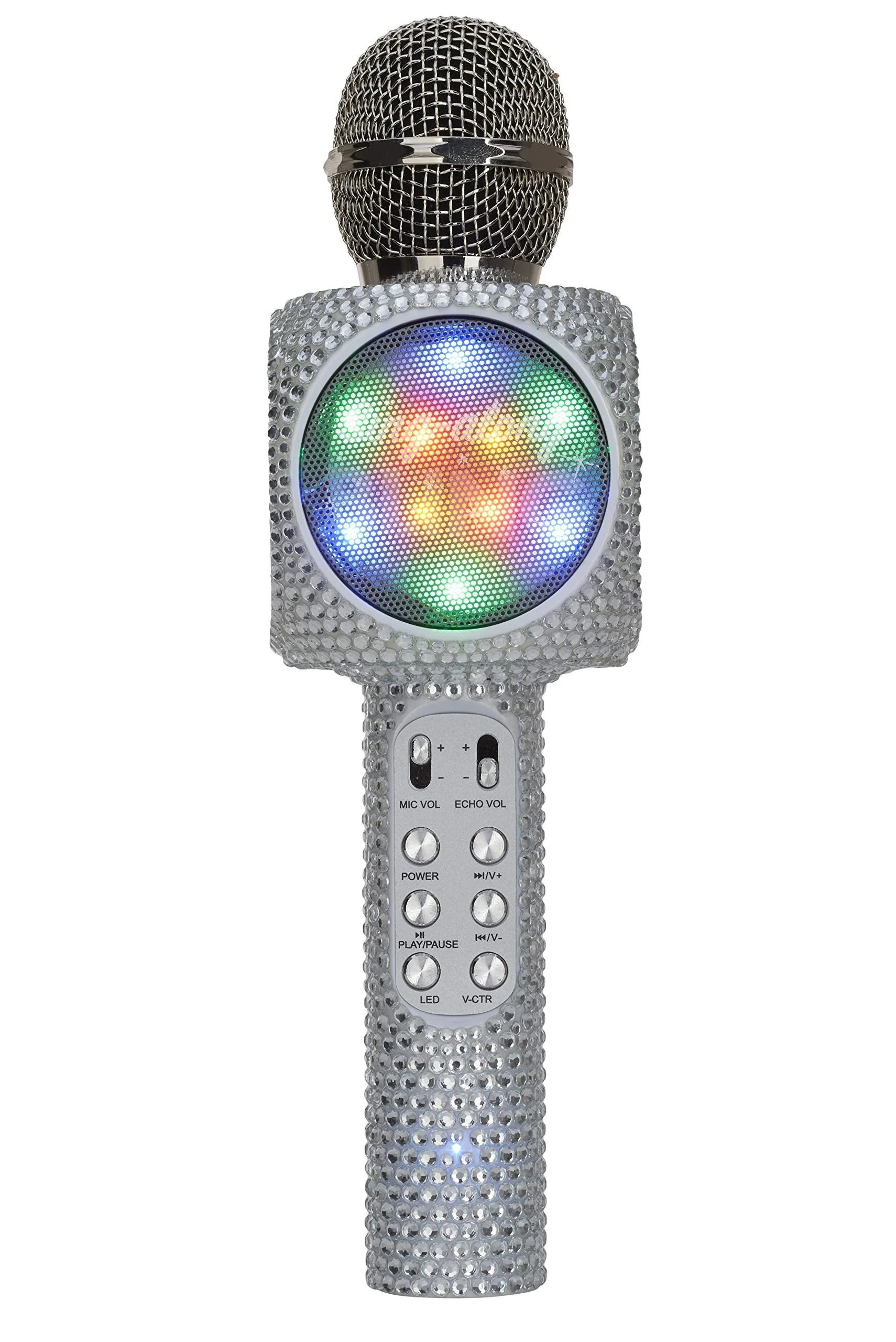 Sing-Along Bling Bluetooth Karaoke Microphone and Bluetooth Stereo Speaker All-in-One (Silver Bling) Silver Bling