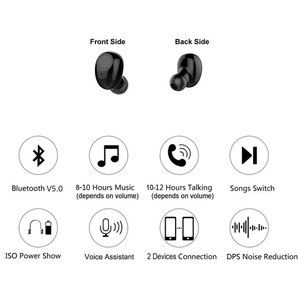 Single Bluetooth Earpiece10 Hrs Playtime,Wireless Headphone, Mini Bluetooth Headset Hands-Free Car Earphone,Cell PhoneV5.0 Bluetooth Earbud for Smart Phones PC TV Audiobook (black) Black - Image 5