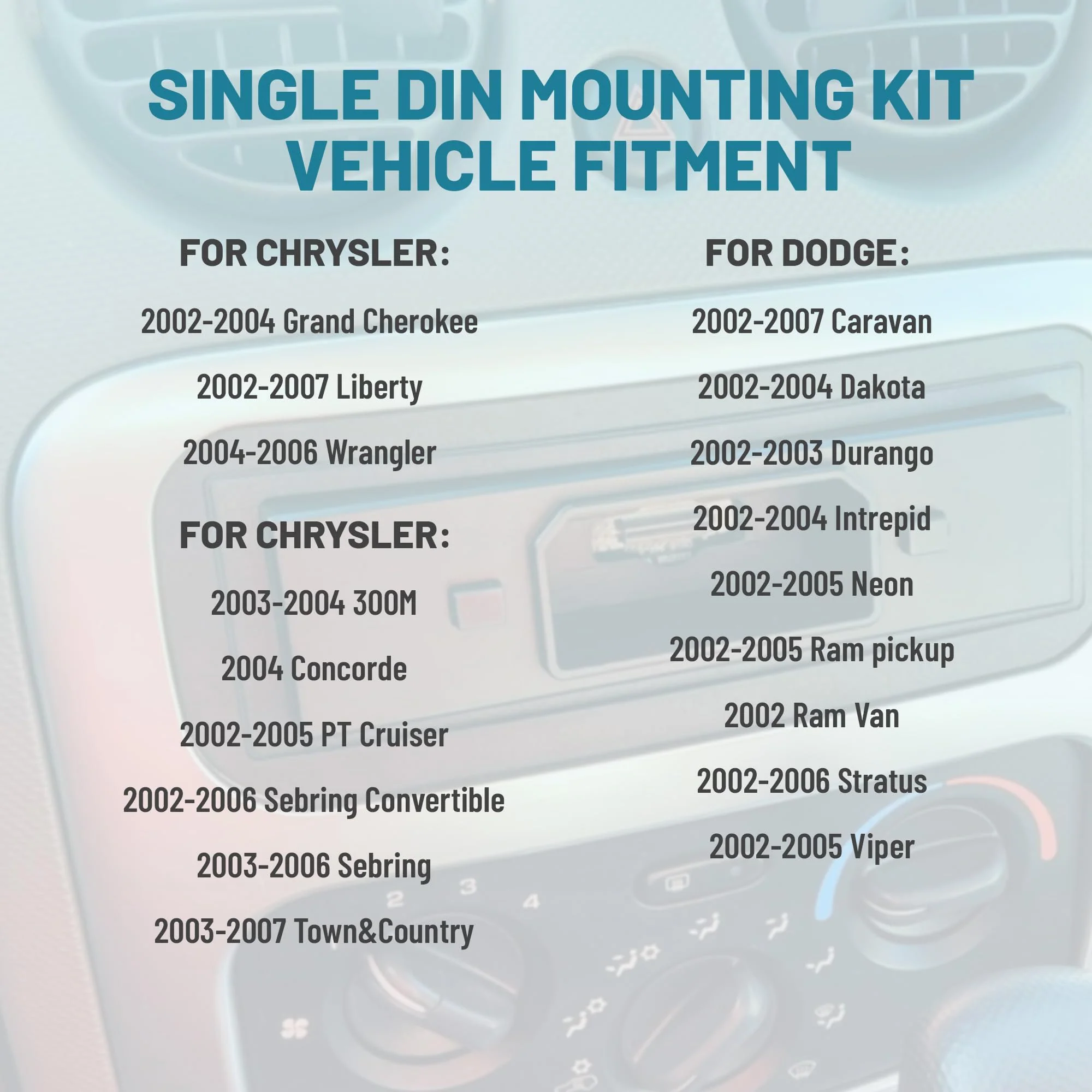 Single DIN Radio Dash Kit W/Radio wiring Antenna Adapter for Select 2002-2007 Chrysler/Dodge/Jeep, Single Din Radio Mount Housing Bracket Trim Bezel Kit Installation Aftermarket Stereo - Image 2