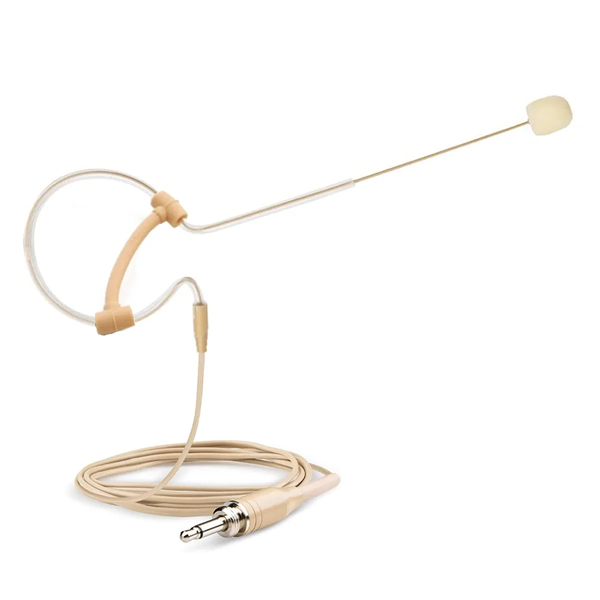 Single Ear Headset Microphone Earset Headworn Mic for Wireless System Bodypack Transmitter with 1.2m Cable and Windscreen 3.5mm Mono Male Screw Plug