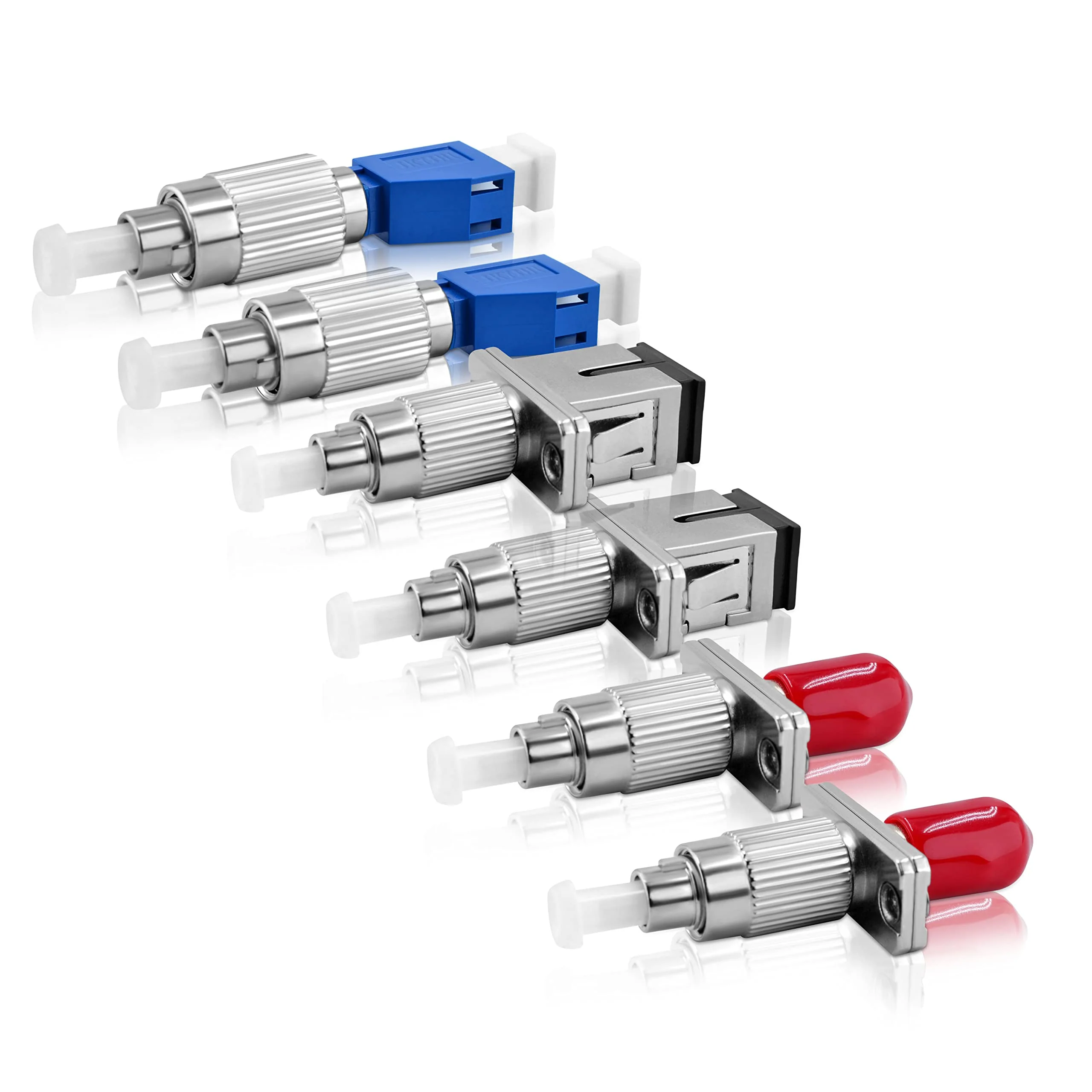 Single Mode 9/125um (2*FC-SC+2*FC-ST+2*FC-LC) Connector FC(Male) UPC to LC SC ST(Female) UPC Adapter Simplex SM Hybrid Optical Fiber Converter for OPM/OLS/OTDR/VFL/Fiber Optical(FUU6) UPC/Male-UPC/Female 2*FC-SC+2*FC-ST+2*FC-LC