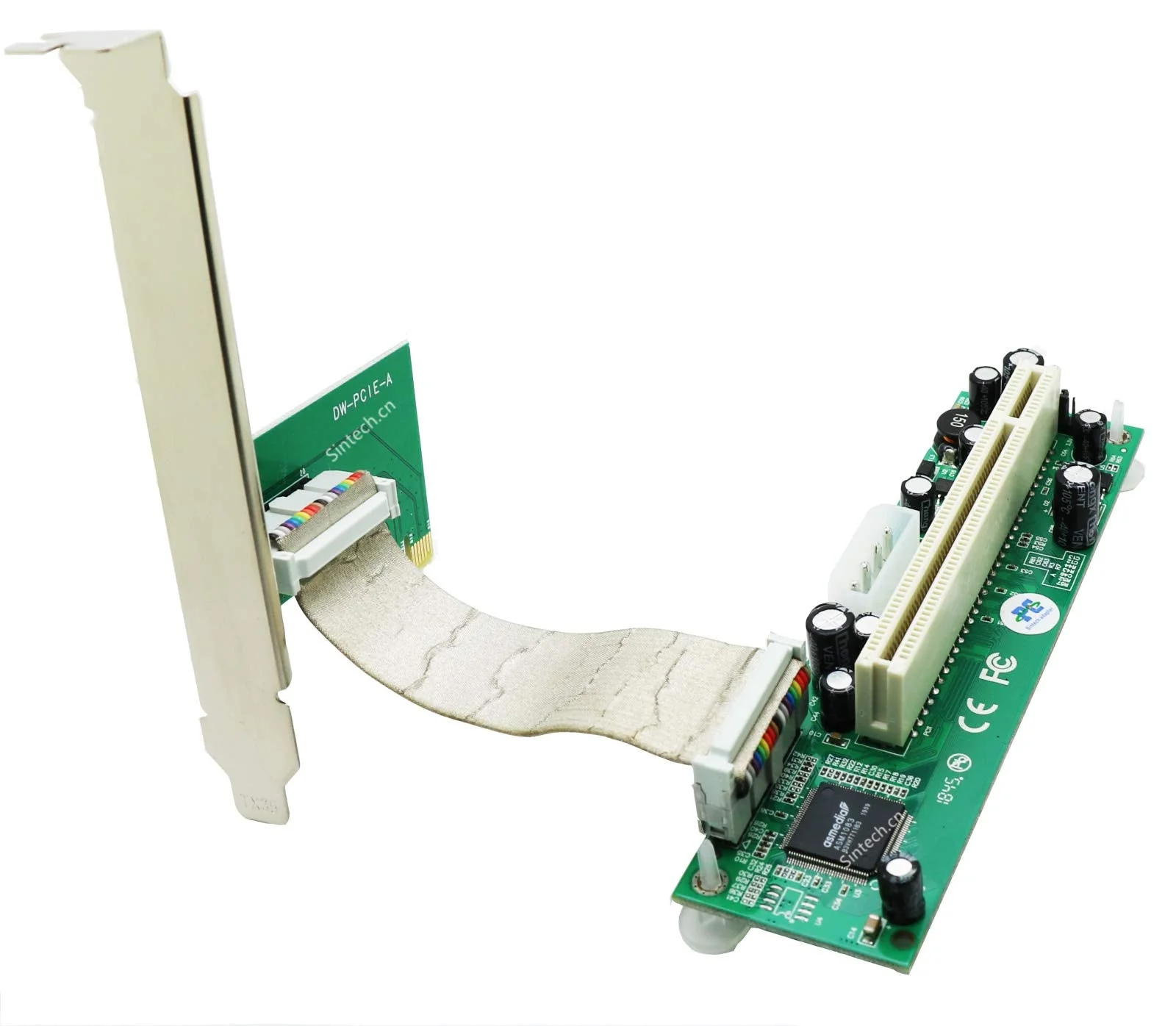 Sintech PCI-E Express 1X to PCI 32bits Adapter with 10CM Flex Cable With white Molex power