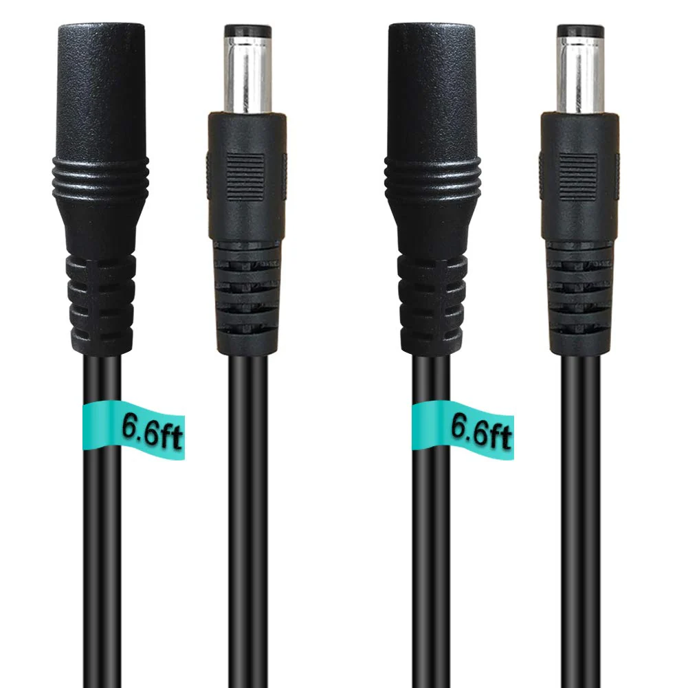 SIOCEN【2-Pack】6ft DC Extension Cord 5.5mm x 2.1mm Male to Female Power Cable for CCTV Security Surveillance Indoor Wireless IP Camera Dvr Standalone LED Strip,Car,12v DC Power Supply Plug Adapter