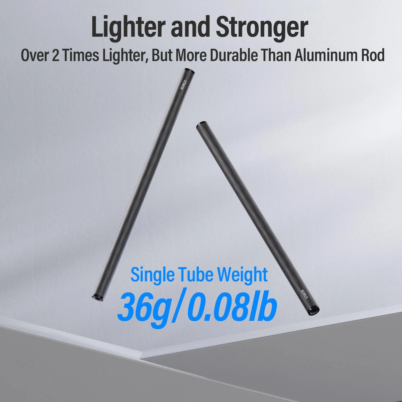 SIRUI 15mm Carbon Fiber Rod, Universal 12"/30cm Camera Rail Rods for 15mm Rod Rail Support System, Follow Focus, Should Rig, AM-CR300, Pack of 2 - Image 5