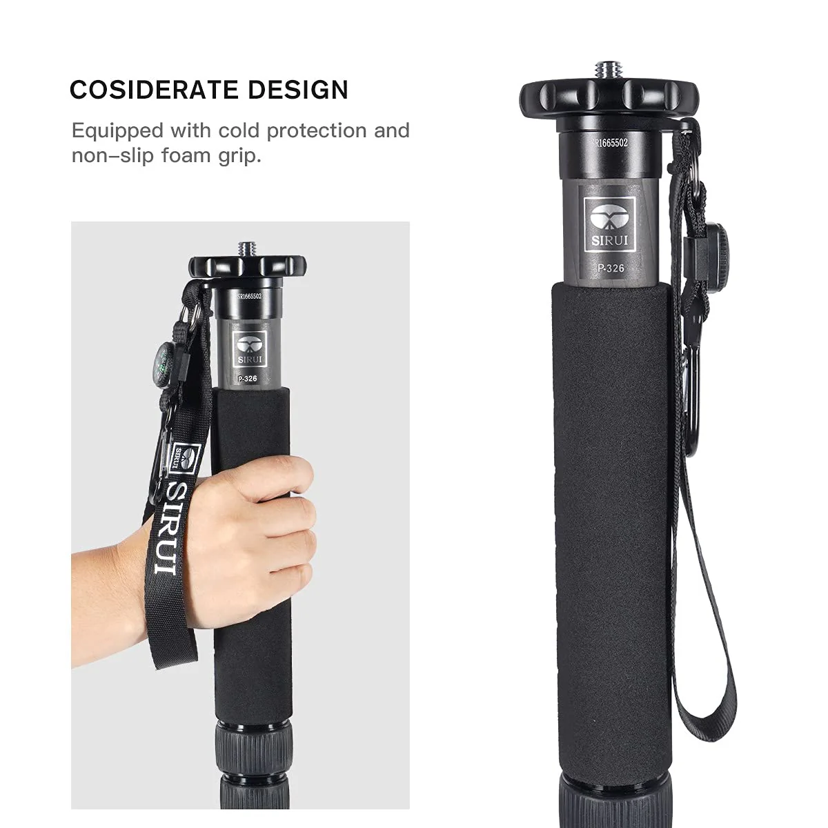 SIRUI Camera Monopod P-326 6 Section Carbon Fiber Compact Lightweight Travel Monopod - Image 7