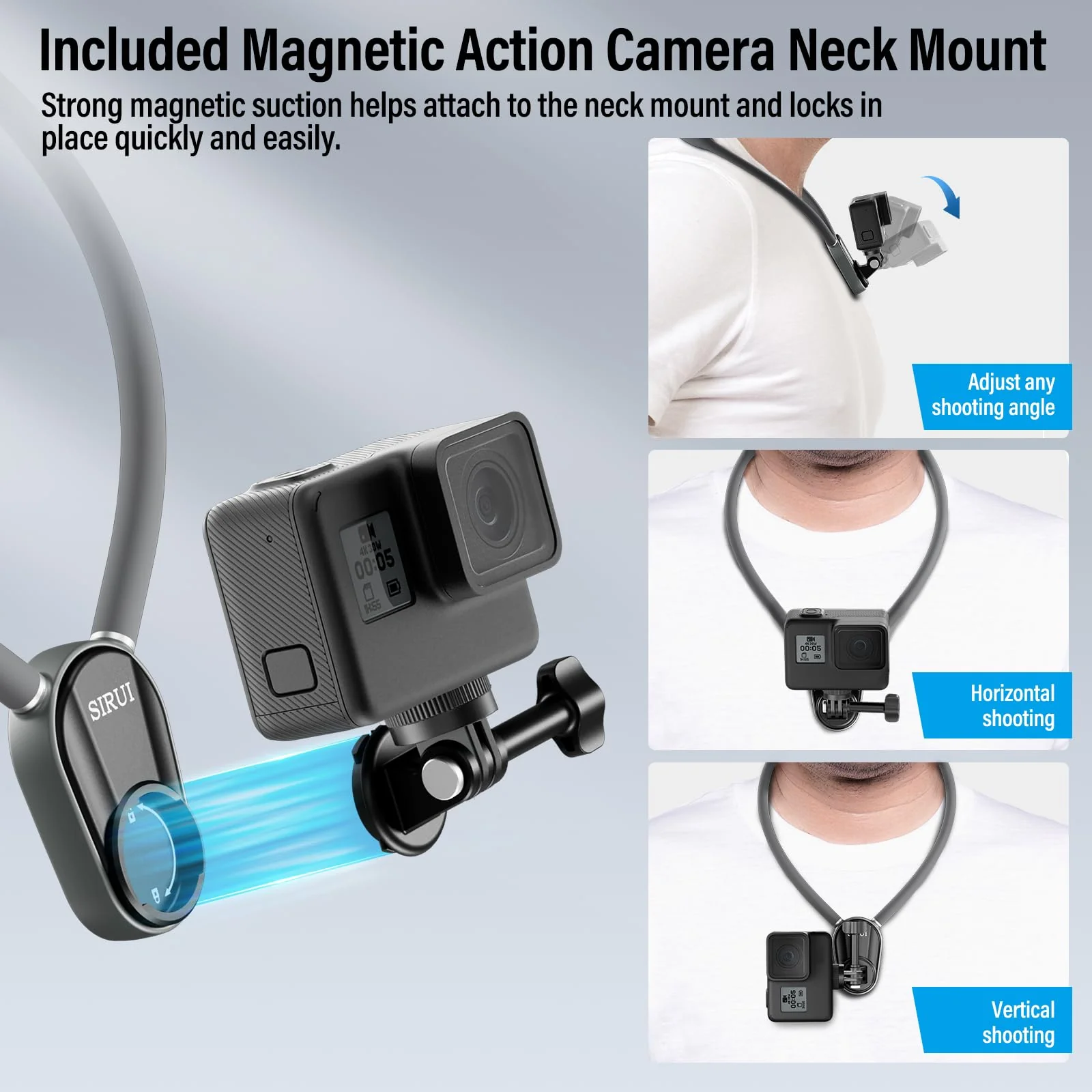 Sirui Magnetic Neck Mount for Phones, Neck Mount Holder POV Hand Free Necklace Mounting Vlog Acessories for iPhone, Android Phones and GoPro Hero 12 11 10 MAX, DJI, Insta360 Action Camera - Image 7