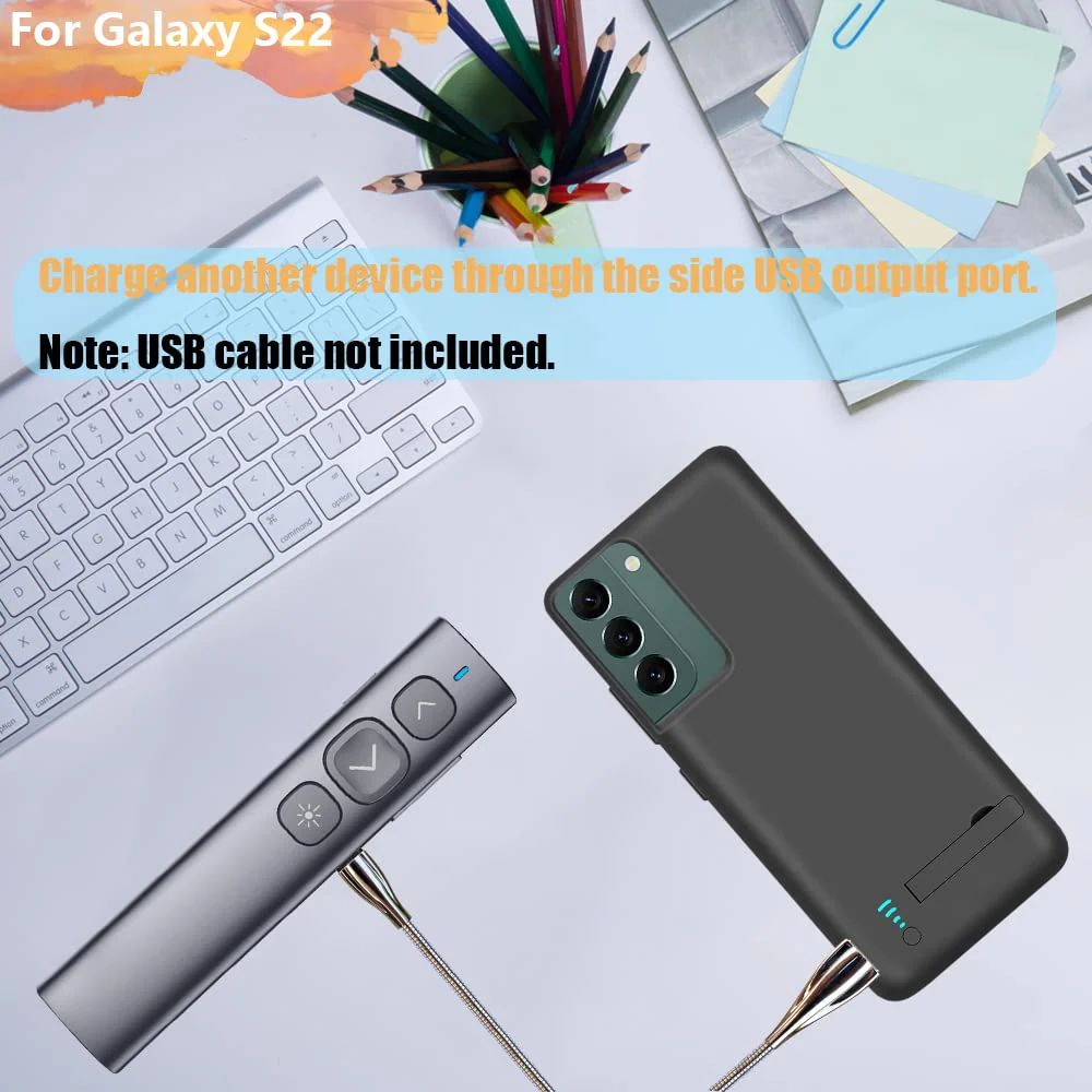 Sitong [Upgraded Battery Case for Samsung Galaxy S22, 4800mAh Rechargeable Extended Battery Charging Charger Case, Add 100% Extra Juice, Not for S22+ or S22 Ultra (6.1 inch) Black - Image 6