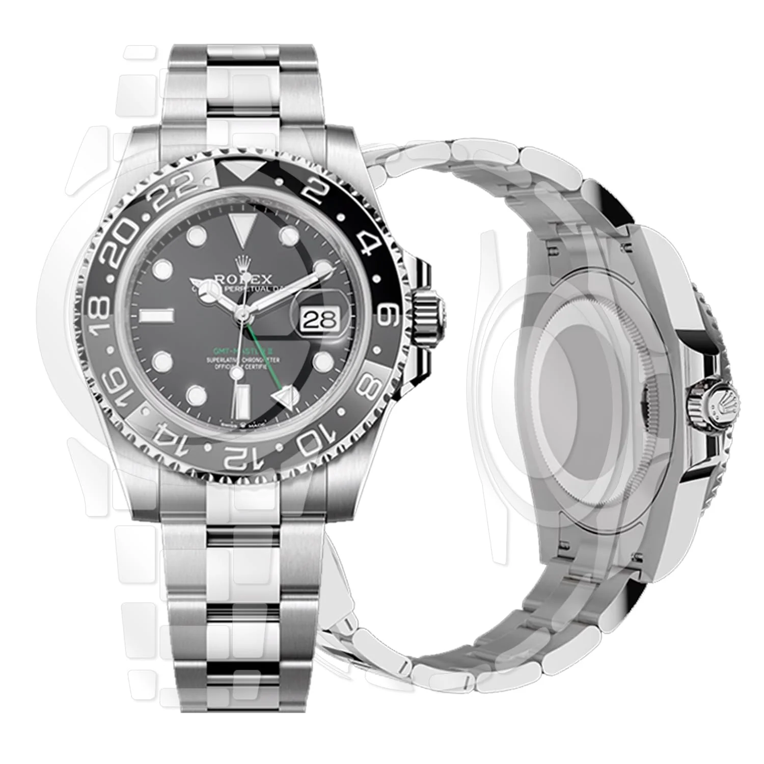 skoko [2 Pack Full Body Protective Film Compatible with Rolex GMT Master 2, Glossy Clear Skin, Screen Protector, Anti Scartch, Easy installation