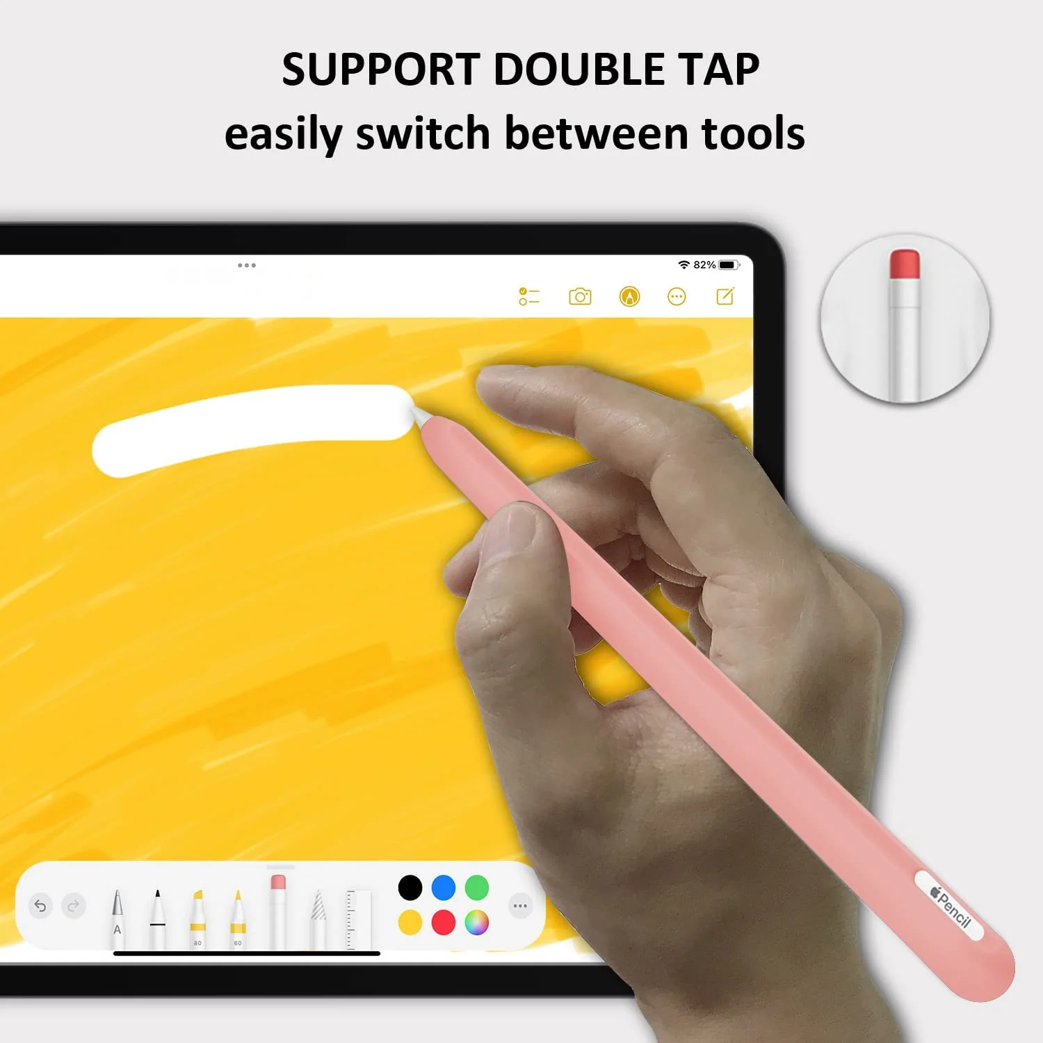 Slim Soft Silicone Sleeve Case Compatible with Apple Pencil 2nd Generation Only, Protective Grip Cover Skin for iPad Apple Pencil 2nd Gen (Pink) Pink - Image 4