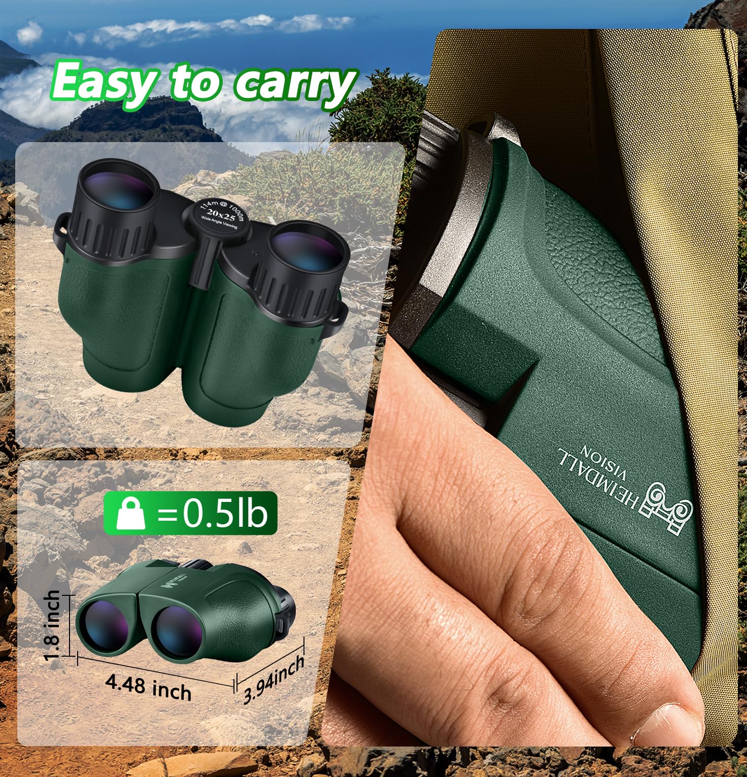 Small Compact Binoculars Adults Kids - 20x25 Mini Pocket Binocular for Bird Watching, Waterproof Portable Powerful Binocular, Lightweight High Powered Easy Focus Binoculars for Concert, Outdoor Hiking - Image 4