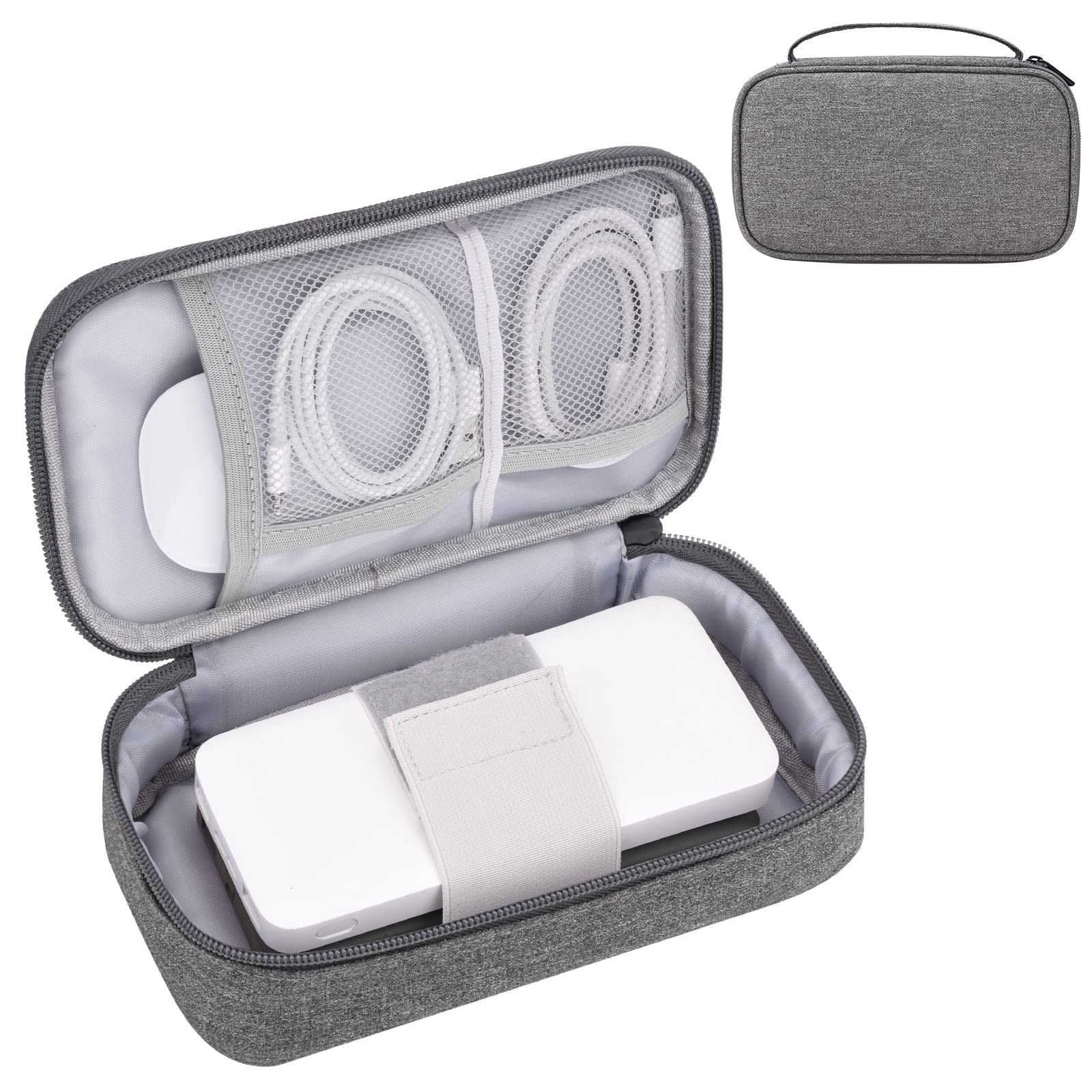 Small Electronics Travel Case, Portable Carrying Organizer Pouch Bag for Charger & Cords/Cables/Power Bank/Hard Drive (Small, Dark Grey) Dark Gray