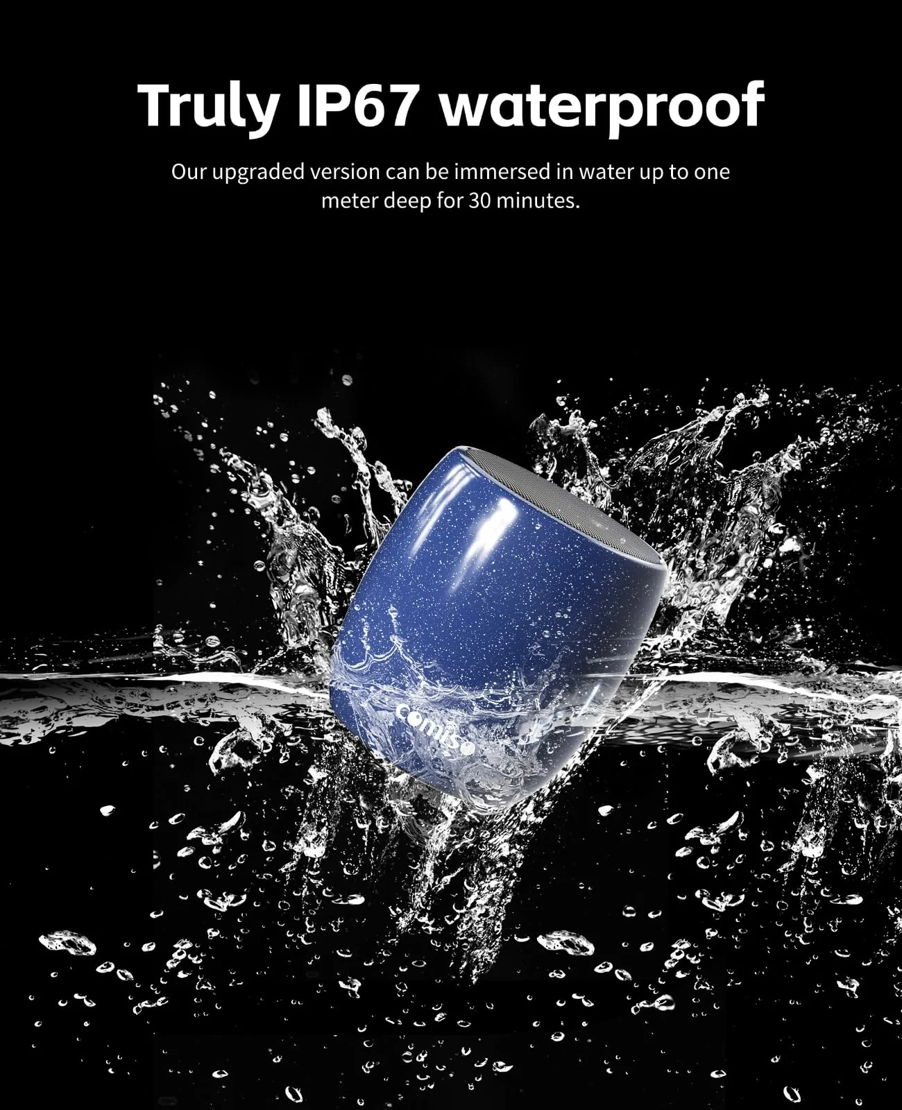 Small Speaker, Bluetooth Speaker with 360°HD Stereo Sound and Robust Bass, Mini Speaker with Built-in Mic, Hands-Free Call, Portable Speaker for Hiking, Biking, Car, or Trip, Ideal Gift for Men, Women Navy blue - Image 3