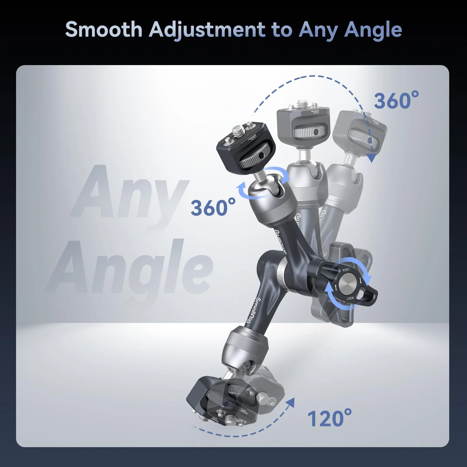 SMALLRIG 7" Rosette Magic Arm, Camera Monitor Mount, Articulating Arm with 1/4"-20 Screws and Anti-Twist Pins, Max Load Capacity 3.5kg Friction Arm, for Cameras, Monitors, LED Lights and Phones 7" Gear Magic Arm - Image 4