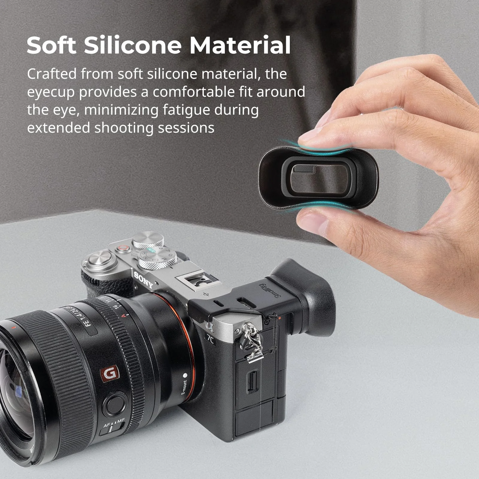 SMALLRIG A7CII A7CR Camera Viewfinder Eyecup, Viewfinder Eye Cup with Small Lanyard, Soft Silicone Material, Improving Shooting Stability, for Sony Alpha 7C II/Alpha 7CR - 4819 - Image 3
