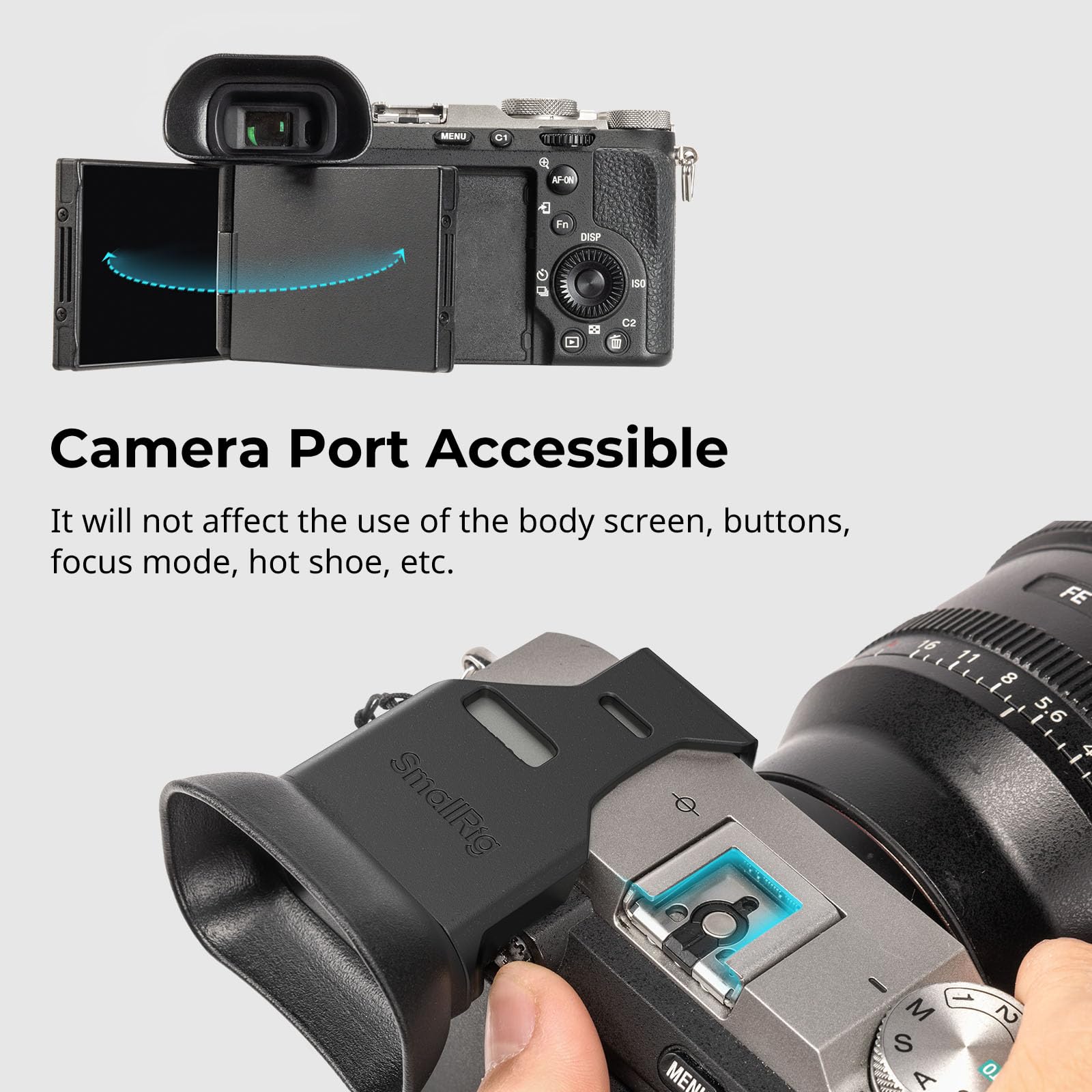 SMALLRIG A7CII A7CR Camera Viewfinder Eyecup, Viewfinder Eye Cup with Small Lanyard, Soft Silicone Material, Improving Shooting Stability, for Sony Alpha 7C II/Alpha 7CR - 4819 - Image 5