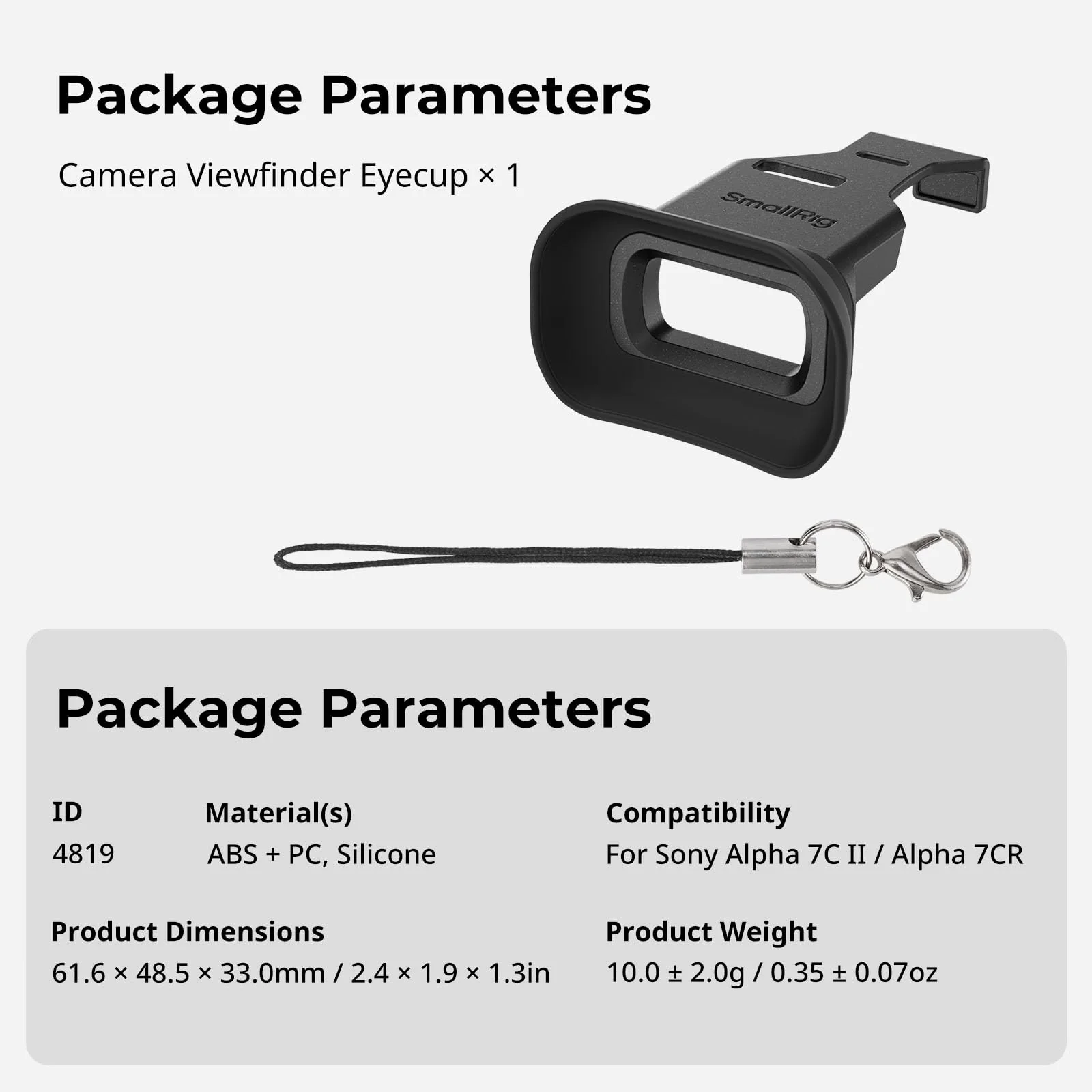 SMALLRIG A7CII A7CR Camera Viewfinder Eyecup, Viewfinder Eye Cup with Small Lanyard, Soft Silicone Material, Improving Shooting Stability, for Sony Alpha 7C II/Alpha 7CR - 4819 - Image 7