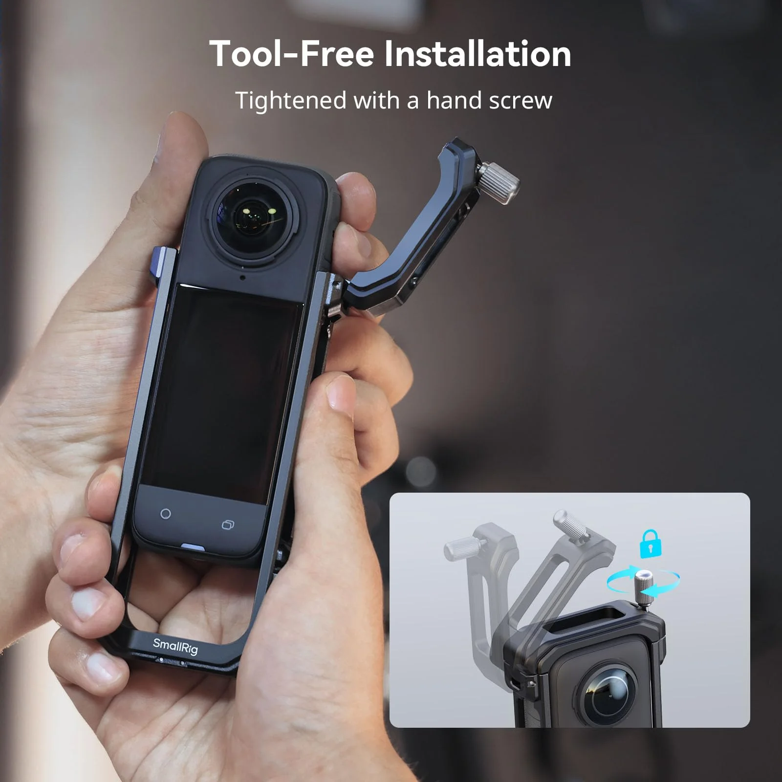 SMALLRIG Cage for Insta360 X4, Aluminum Protective Case for Insta360 X4 with Silicone Lens Cover, Built-in Cold Shoe and 1/4"-20 Anti-Deflection Threaded Hole - 4278 - Image 2