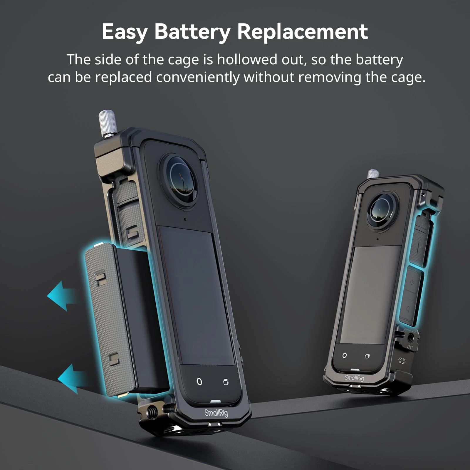 SMALLRIG Cage for Insta360 X4, Aluminum Protective Case for Insta360 X4 with Silicone Lens Cover, Built-in Cold Shoe and 1/4"-20 Anti-Deflection Threaded Hole - 4278 - Image 3