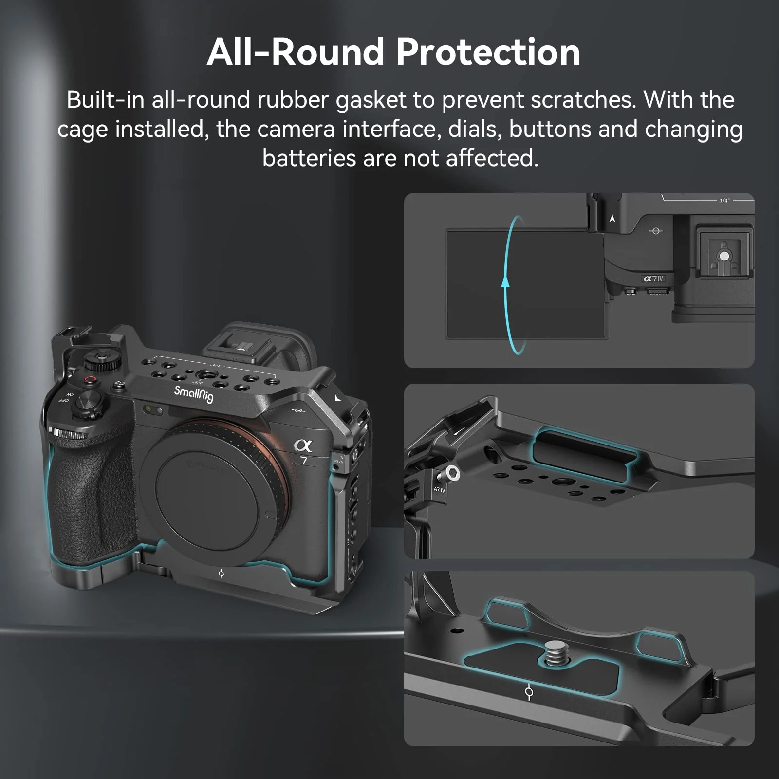 SmallRig Full Camera Cage for Sony Alpha 7R V/Alpha 7 IV / A7R IV/Alpha 7 S III/Alpha 1-3667B - Image 4
