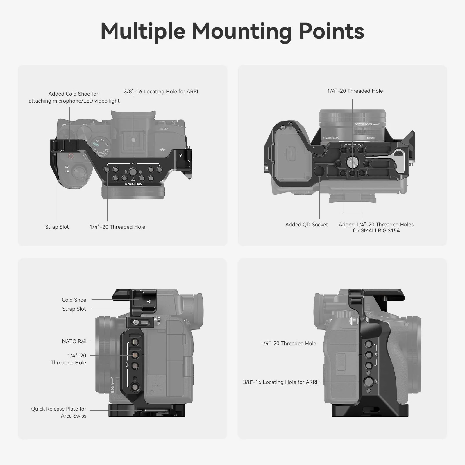 SmallRig Full Camera Cage for Sony Alpha 7R V/Alpha 7 IV / A7R IV/Alpha 7 S III/Alpha 1-3667B - Image 5