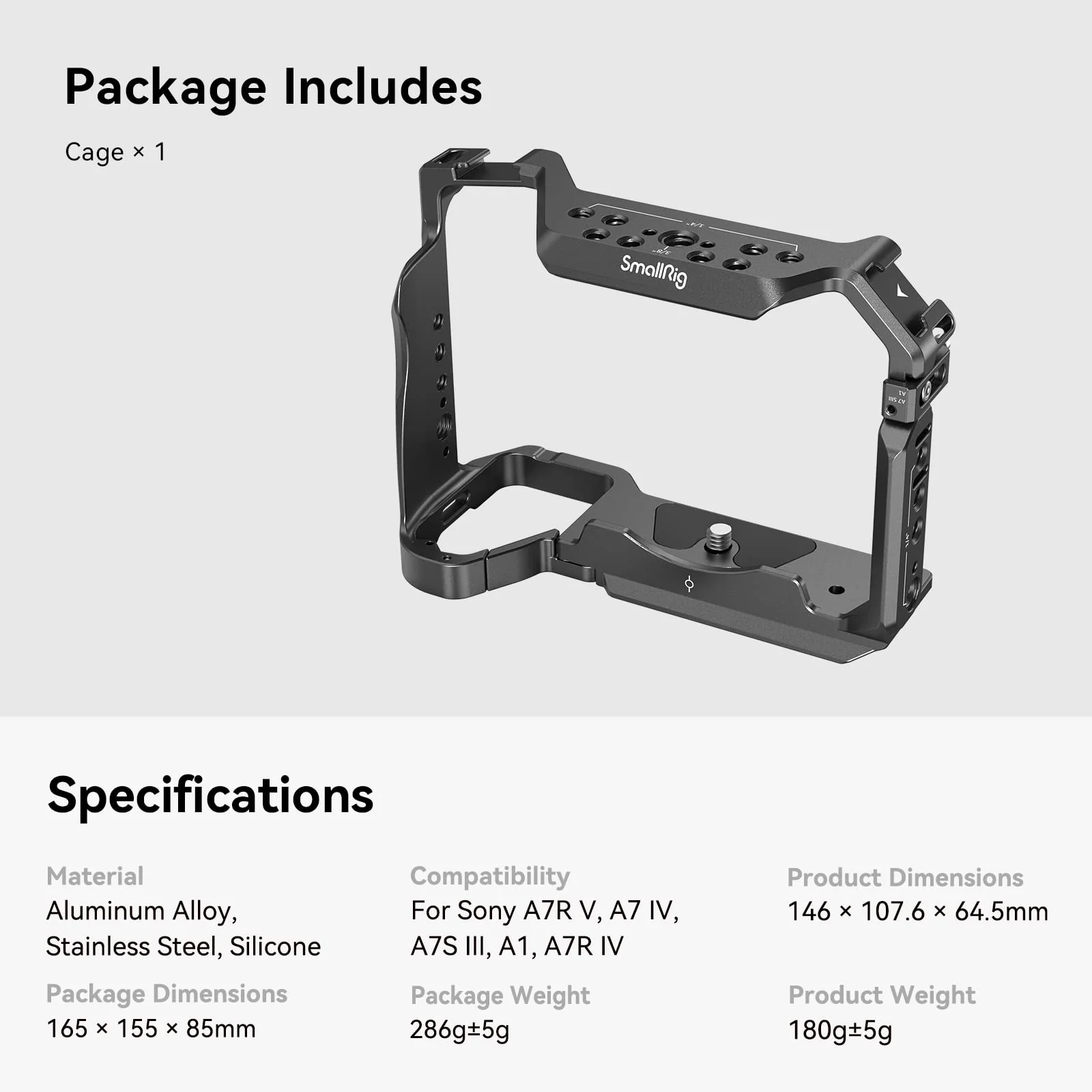 SmallRig Full Camera Cage for Sony Alpha 7R V/Alpha 7 IV / A7R IV/Alpha 7 S III/Alpha 1-3667B - Image 7