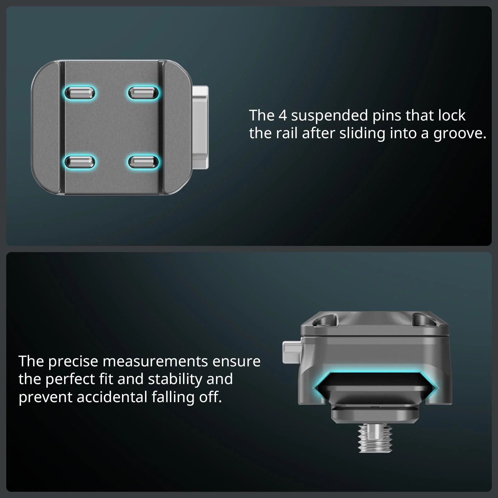 SmallRig HawkLock H21 Universal Quick Release Mount Plate Kit, Dual-Direction QR-Slide NATO Rail with Anti-Deflection 1/4"-20 Screw, Load up to 5kg / 11lb for Cameras, Monitors, Action Cameras - 4491 - Image 4