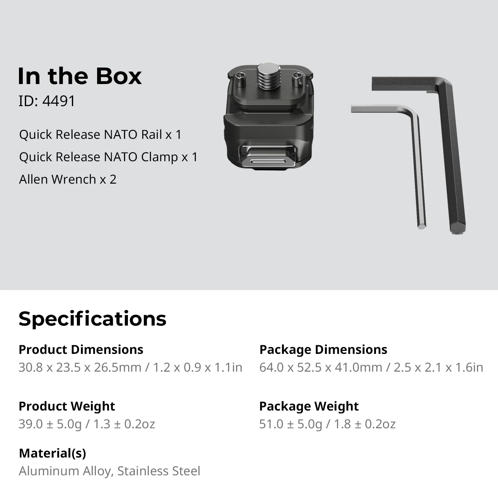 SmallRig HawkLock H21 Universal Quick Release Mount Plate Kit, Dual-Direction QR-Slide NATO Rail with Anti-Deflection 1/4"-20 Screw, Load up to 5kg / 11lb for Cameras, Monitors, Action Cameras - 4491 - Image 9