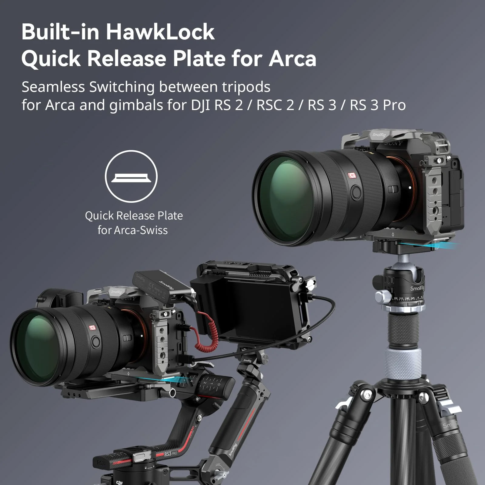 SmallRig HawkLock Quick Release Cage for Sony A7R V/A7 IV/A7S III/A7R IV/A1, Camera Cage with Cold Shoe/NATO Rail/Quick Release Plate for Arca, Full Access & Anti-Scratch Design - 4481 - Image 6
