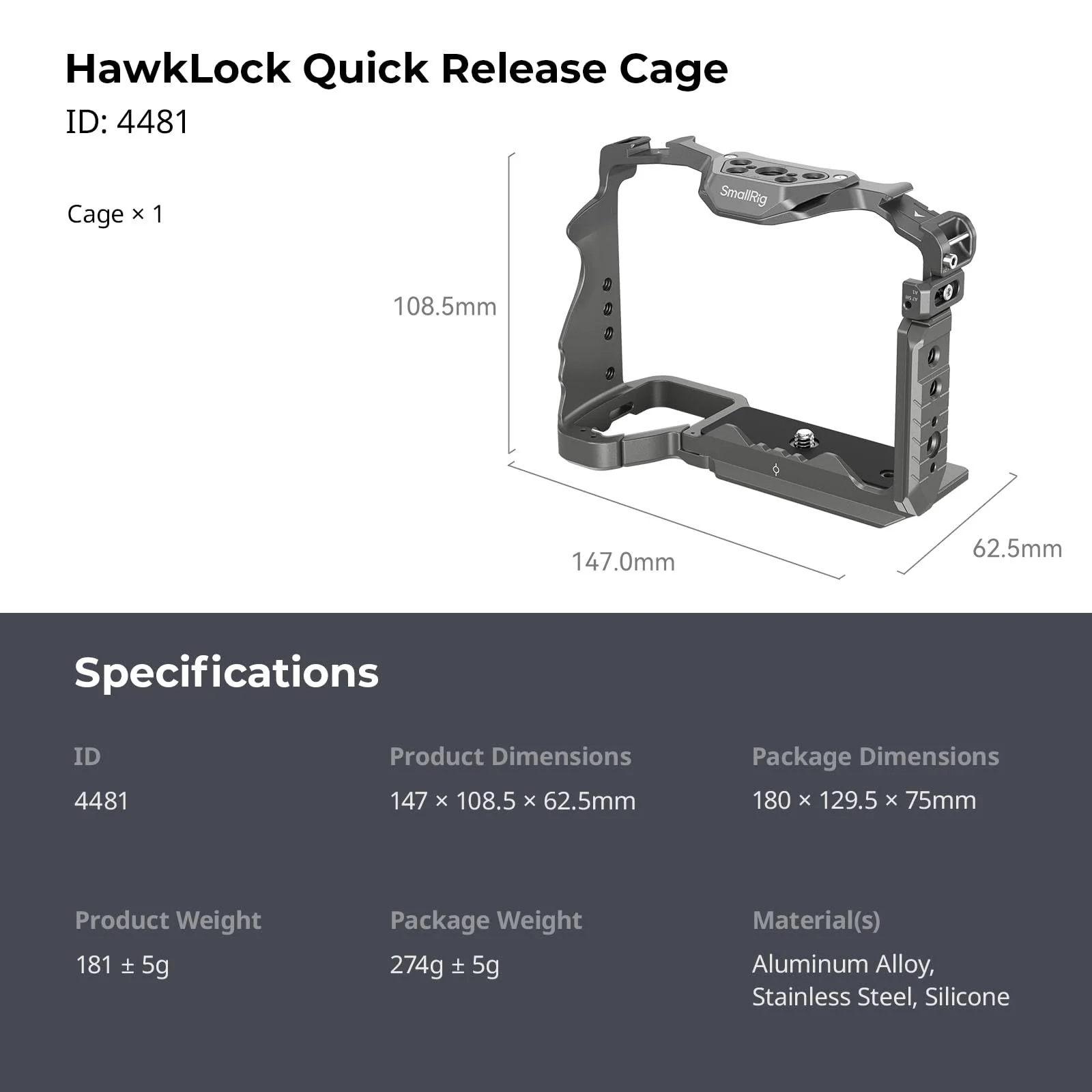 SmallRig HawkLock Quick Release Cage for Sony A7R V/A7 IV/A7S III/A7R IV/A1, Camera Cage with Cold Shoe/NATO Rail/Quick Release Plate for Arca, Full Access & Anti-Scratch Design - 4481 - Image 8