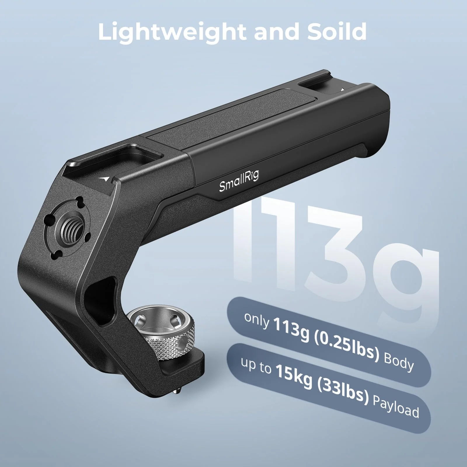 SMALLRIG Lightweight Top Handle with 3/8"-16 Locating Pins for ARRI, Tiny Camera Top Handle Only 113g, High-Strength Engineering Plastic Handle with Two Cold Shoe Mounts - 4757 - Image 3