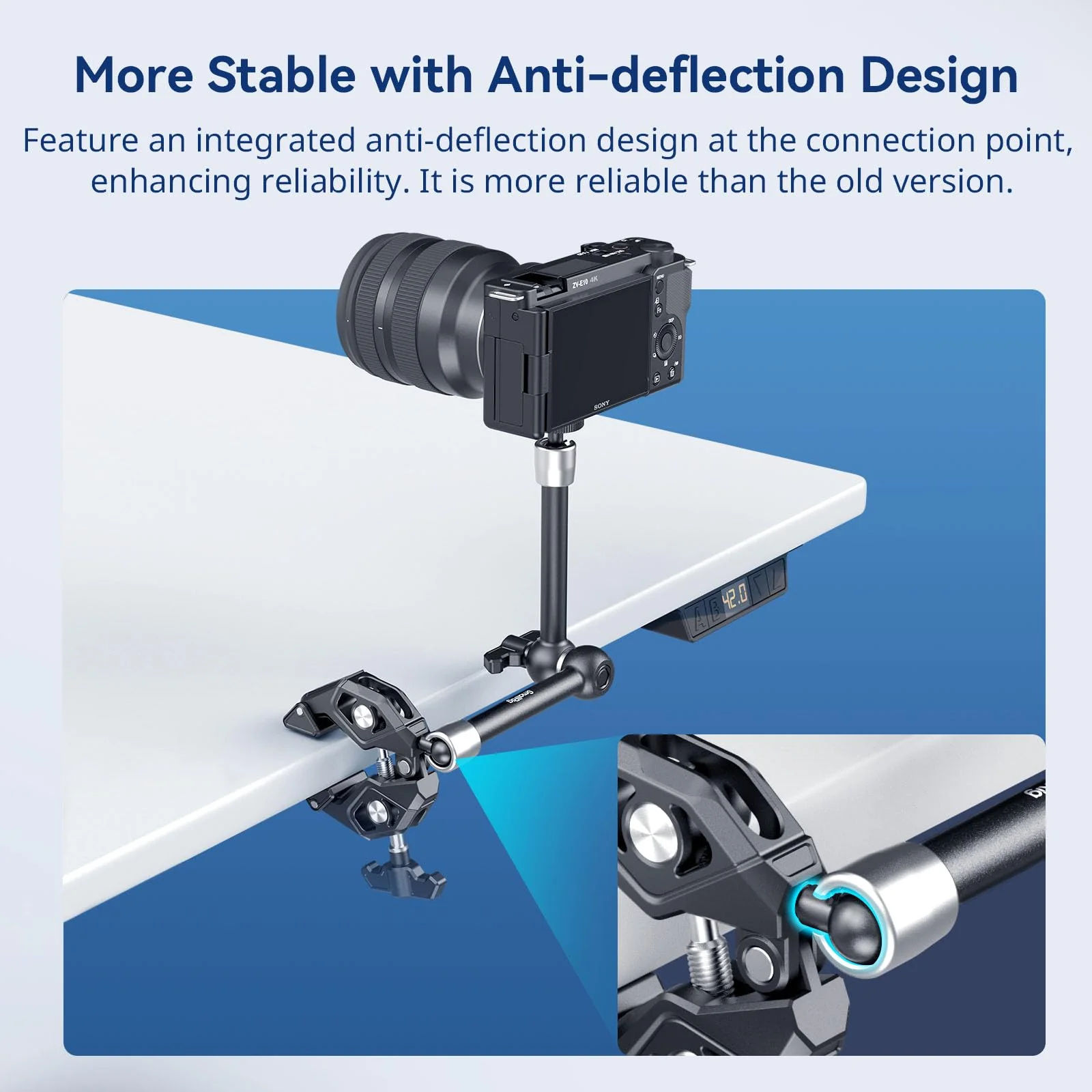 SMALLRIG Magic Arm Clamp Kit, Camera Mount Articulating Friction Arm w Super Clamp, w 1/4"-20 Screw and Thread hole, for Camera, Light, Monitor, Webcam or Action Camera ≤1.5kg, for Table, Tube 4454 - Image 4