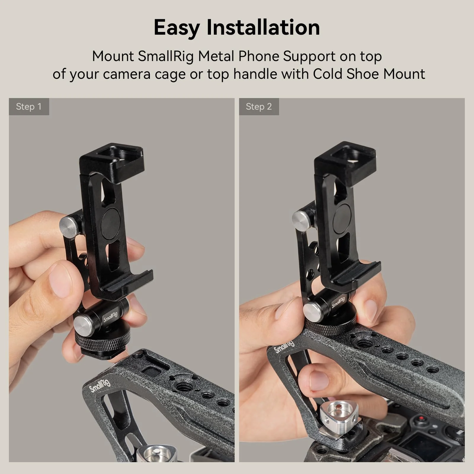 SMALLRIG Metal Phone Support with Cold Shoe Mount, Universal Cell Phone Mount Adapter Support Free Adjustment Joints, Phone Tripod Mount for iPhone 15 14, for Samsung Galaxy etc. - 4382 - Image 3
