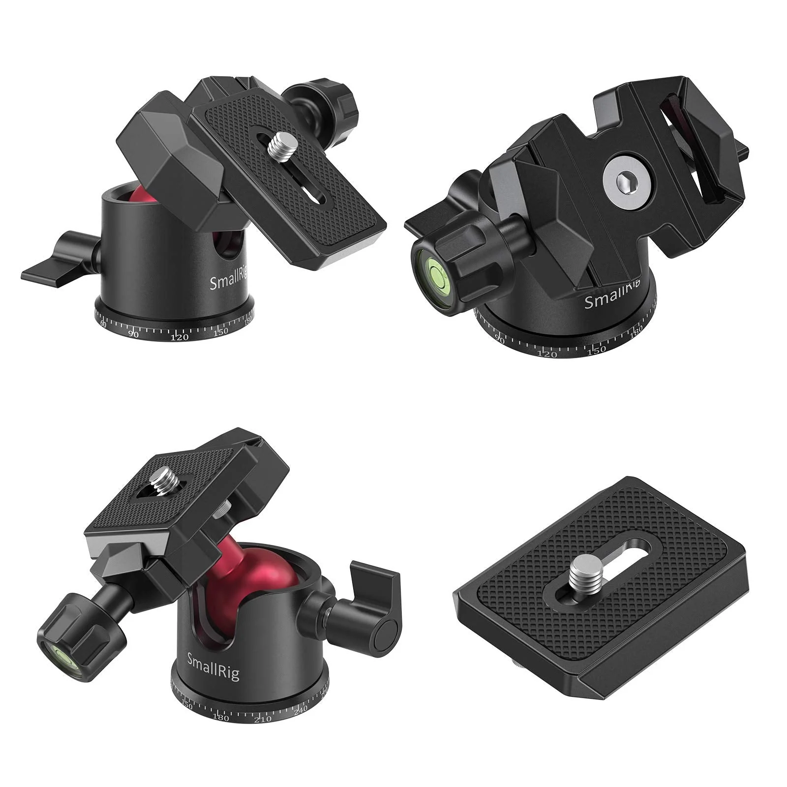 SmallRig Mini Ball Head, Tripod Head Camera 360° Panoramic with 1/4" Screw 3/8" Thread Mount and Quick Release Plate Metal Ball Joint for Monopod, DSLR, Phone, Gopro, Max Load 4.4lbs/2kg - BUT2665 - Image 6