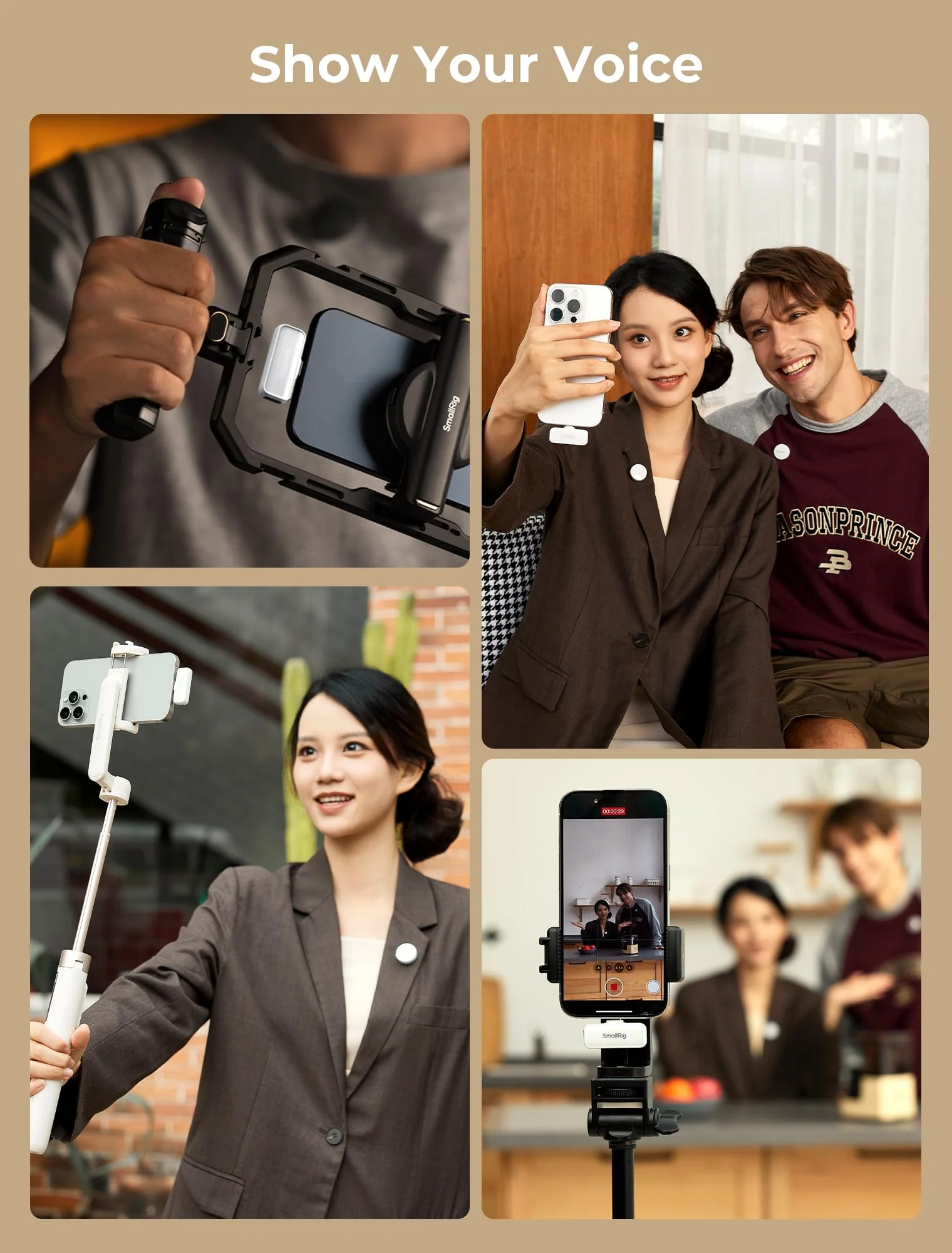 SMALLRIG S60 Wireless Lavalier Microphone with USB C for iPhone, for Android, Mini Mic with 44H Battery, Noise Reduction, Mute, Gain, Clip On Lapel Mic for Video Recording, Vlogging, Interview,White White - Image 7