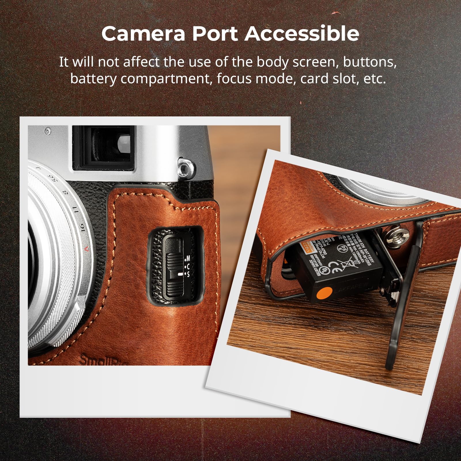 SMALLRIG X100VI Half Leather Case Kit with Shoulder Strap, Retro Style Leather Camera Half Leather Case with Aluminum Alloy Frame for FUJIFILM X100VI (Brown) - 4699 Brown - Image 5