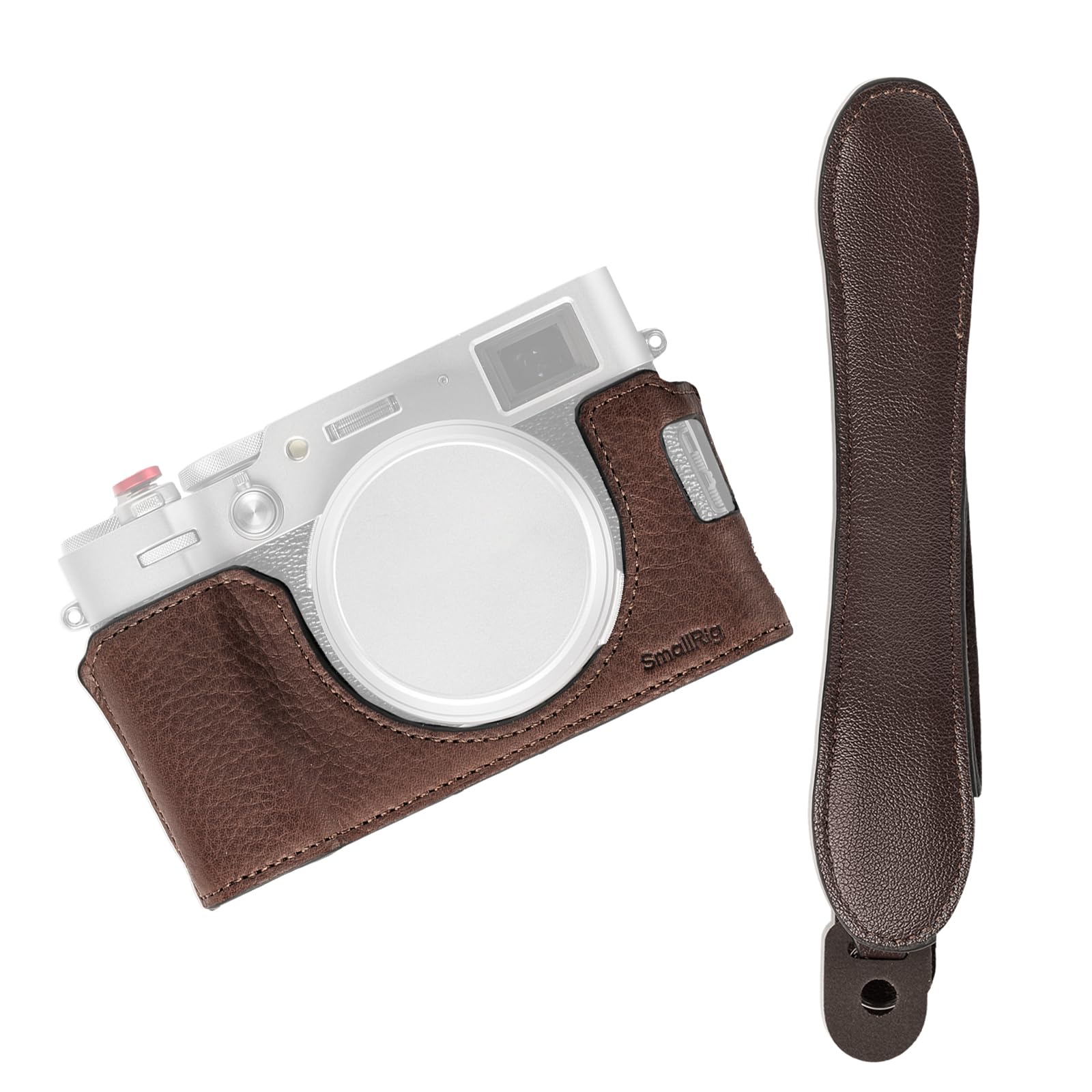 SMALLRIG X100VI Half Leather Case Kit with Shoulder Strap, Retro Style Leather Camera Half Leather Case with Aluminum Alloy Frame for FUJIFILM X100VI (Brown) - 4699 Brown - Image 8