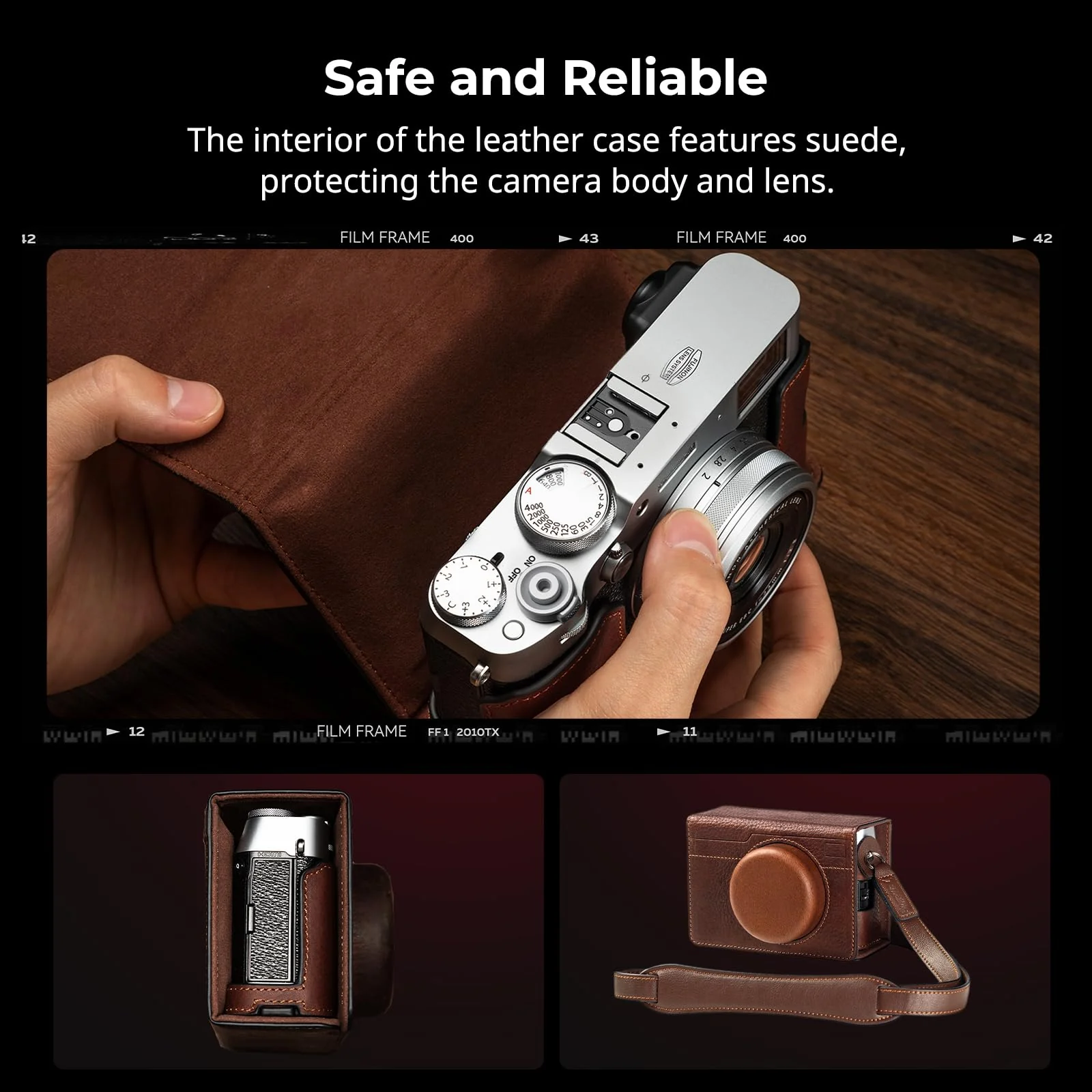 SMALLRIG X100VI Leather Case Kit for FUJIFILM X100VI, Including Leather Half Case, Flip Case Cover and Shoulder Strap, Genuine Leather Material, Portable and Protecting - 4558 - Image 3