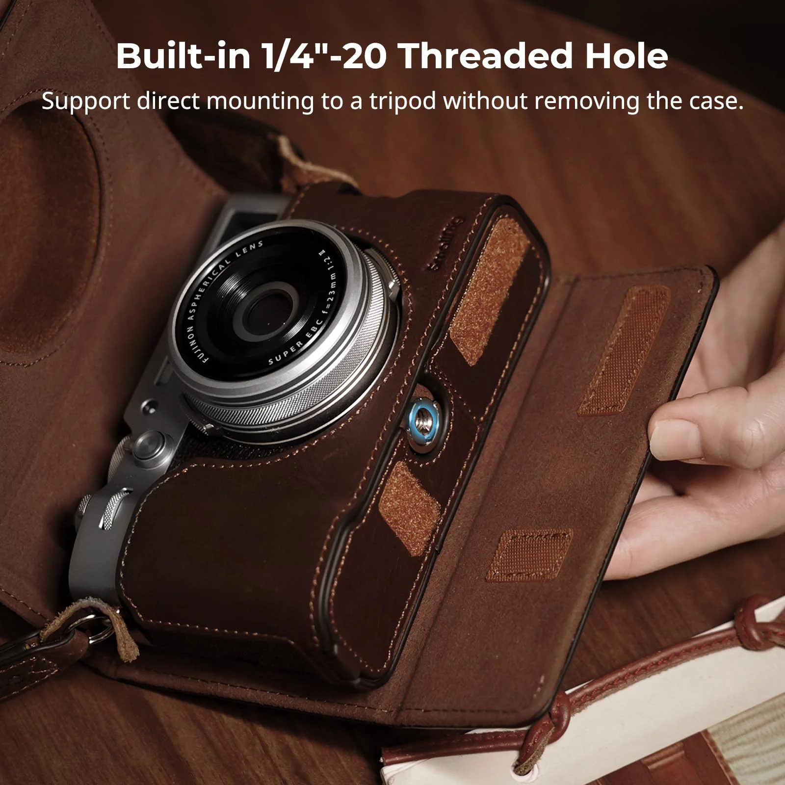 SMALLRIG X100VI Leather Case Kit for FUJIFILM X100VI, Including Leather Half Case, Flip Case Cover and Shoulder Strap, Genuine Leather Material, Portable and Protecting - 4558 - Image 5