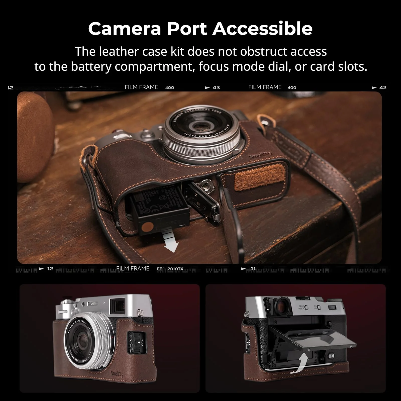 SMALLRIG X100VI Leather Case Kit for FUJIFILM X100VI, Including Leather Half Case, Flip Case Cover and Shoulder Strap, Genuine Leather Material, Portable and Protecting - 4558 - Image 6