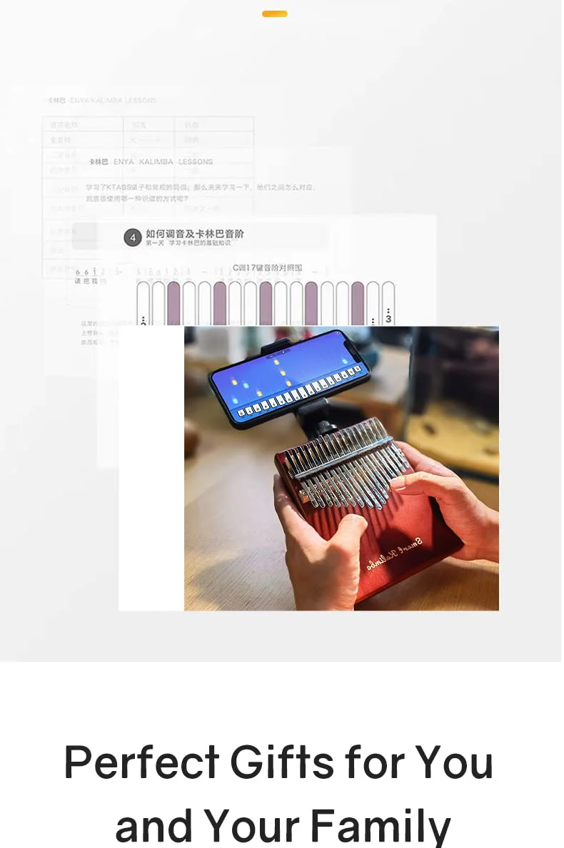 Smart Kalimba with APP Tuning Hammer Thumb Piano 17 Keys Portable Finger Easy-to-Learn Musical Instrument Beginner Kids Adult Christmas Gift (Claret Red) Claret Red - Image 8