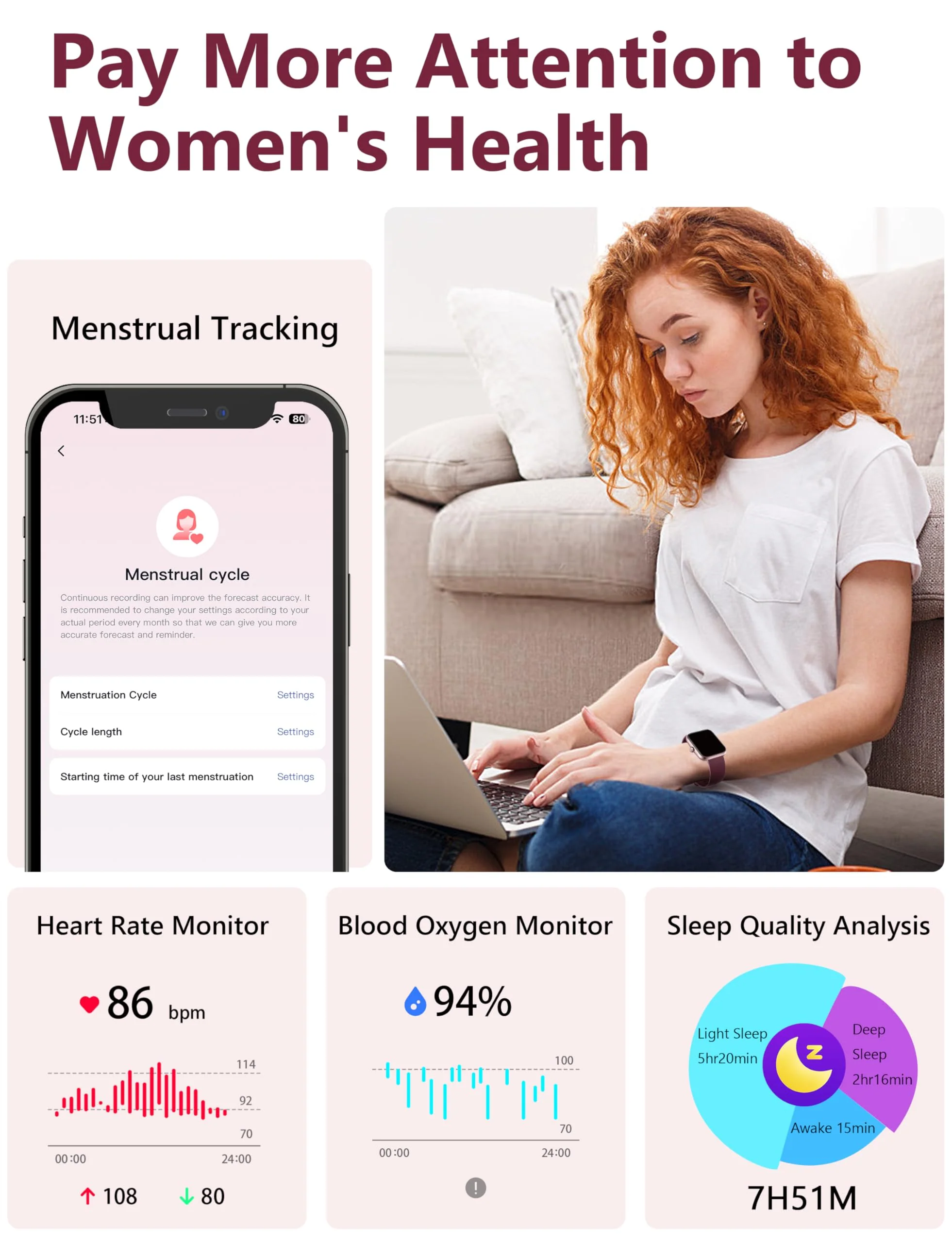 Smart Watch, 1.83'' Smartwatch Women Men Answer Make Calls, Alexa Fitness Watch, IP68 Waterproof Fitness Tracker Watch, Heart Rate Monitor, 100+ Sports Pedometer Watch, Timer for android & iOS Phone PURPLE - Image 3