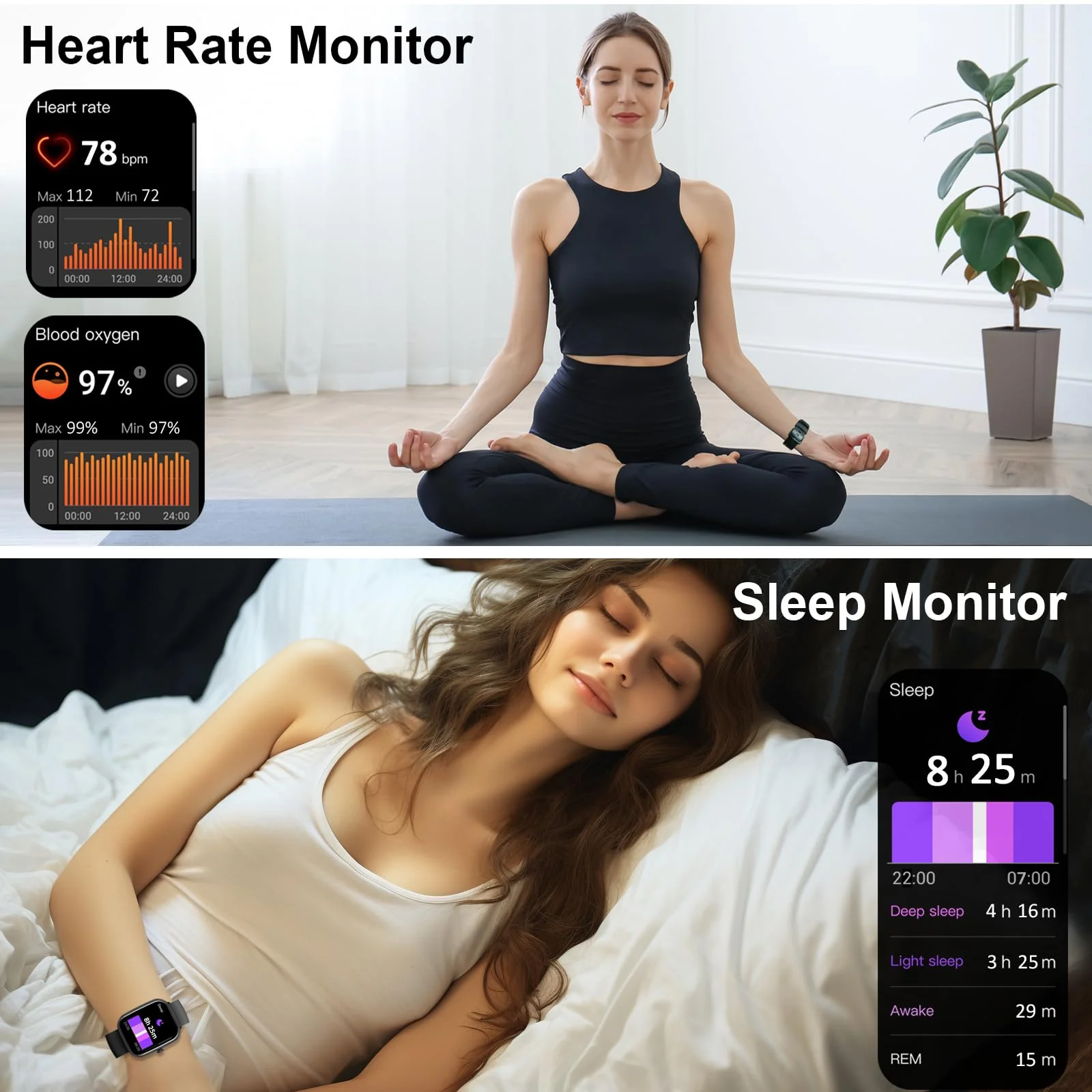 Smart Watch, 1.91" Smartwatch for Men Women (Answer/Make Call), Fitness Tracker with 100+ Sport Modes, IP68 Waterproof, Heart Rate/Sleep/Spo2 Monitor, Pedometer, Activity Tracker for Android iOS Light ink - Image 4