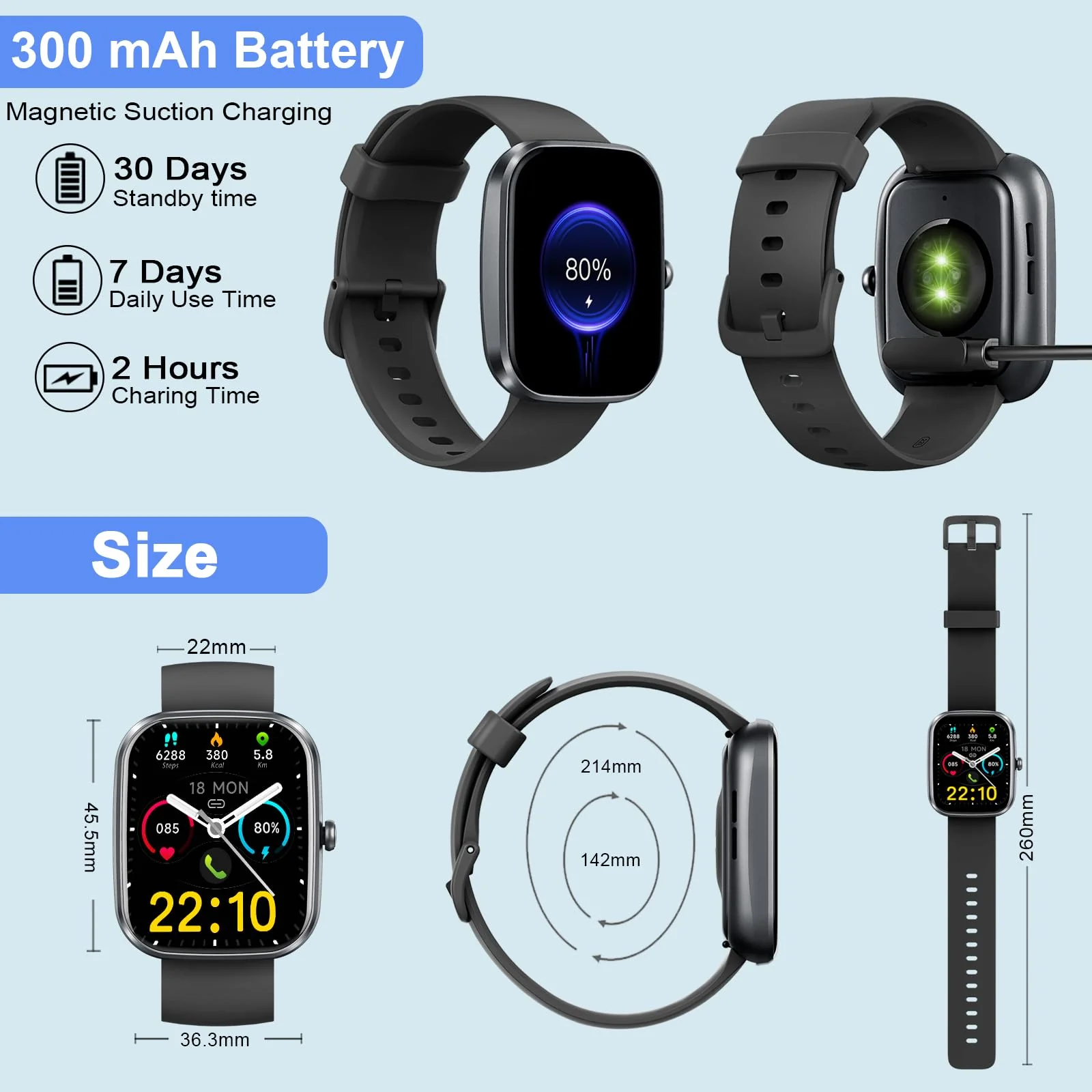 Smart Watch, 1.91" Smartwatch for Men Women (Answer/Make Call), Fitness Tracker with 100+ Sport Modes, IP68 Waterproof, Heart Rate/Sleep/Spo2 Monitor, Pedometer, Activity Tracker for Android iOS Light ink - Image 7