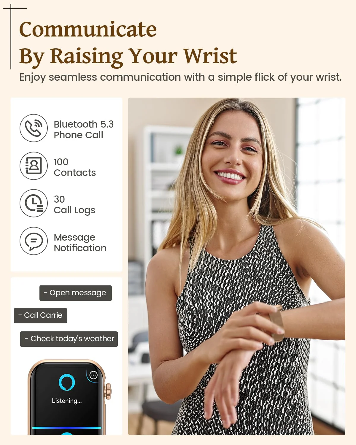 Smart Watches for Women, Android Smart Watch for Phones (Make Calls), 1.85" HD Fitness Tracker Watch with Blood Pressure/Heart Rate/Sleep Monitor, 110+ Sport Modes Fitness Watches for Women/Men Gold - Image 4