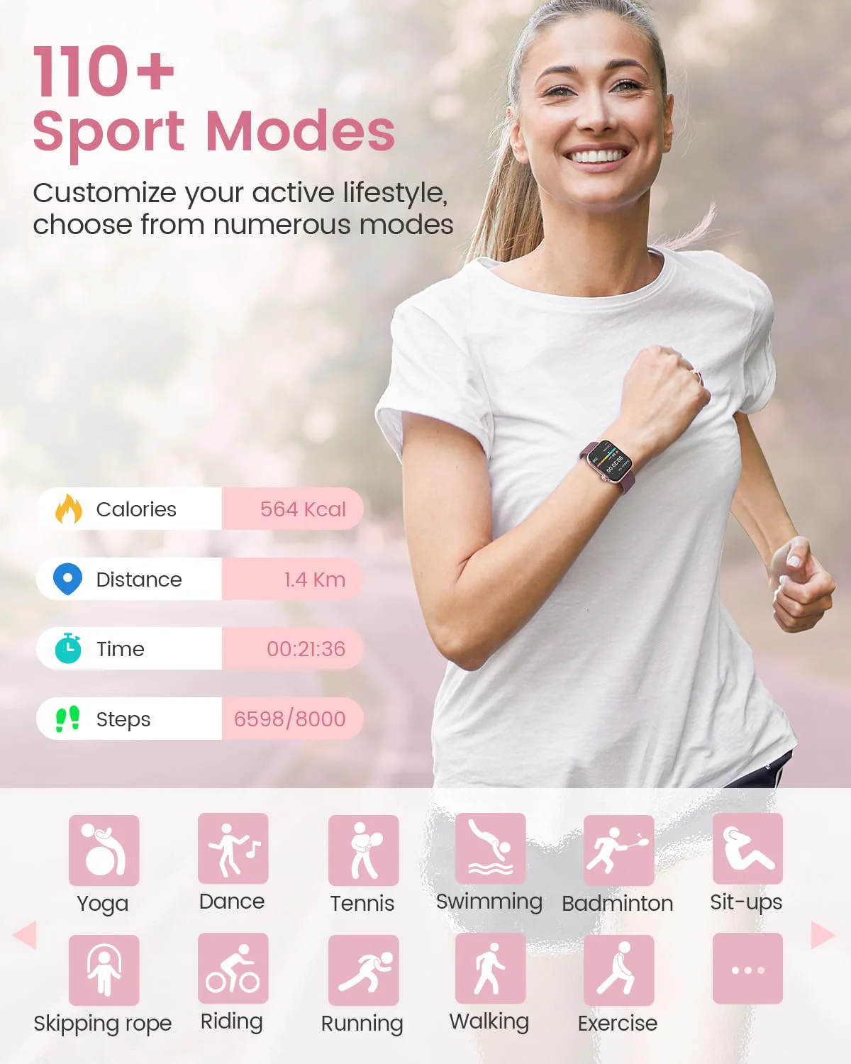 Smart Watches for Women,Fitness Tracker Smartwatch for Android Phones/iPhone Compatible,1.85" Womens Watch with Blood Pressure Monitor,Calls and Messages/Heart Rate/Sleep/Female Cycle(3 Watch Bands) Pink - Image 4