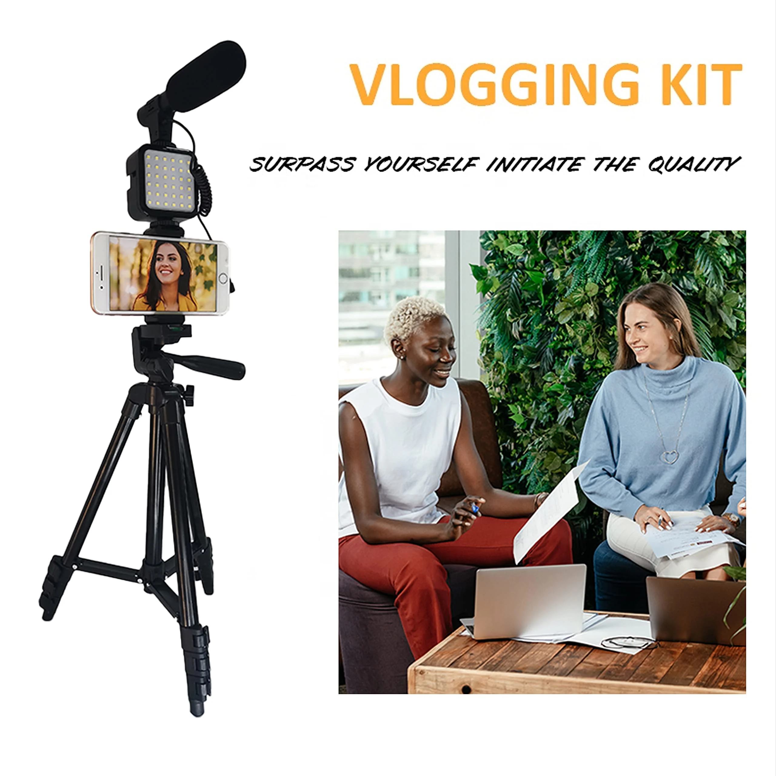 Smartphone Video Kit, Vlogging Kit, Youtuber Kit, with Microphone Light Tripod 50" Extendable Phone Clip Remote Control Compatible with iPhone/Smartphone/Cameras - Image 5