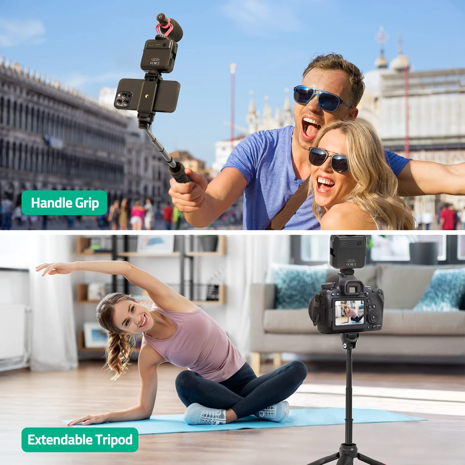 Smartphone Video Vlogging Kit with LED Light, Phone Holder, Microphone, Tripod, Carry Bag, TECELKS YouTube Starter Kit for iPhone/Android, Content Creator Kit for Video Recording Vlogging - Image 7