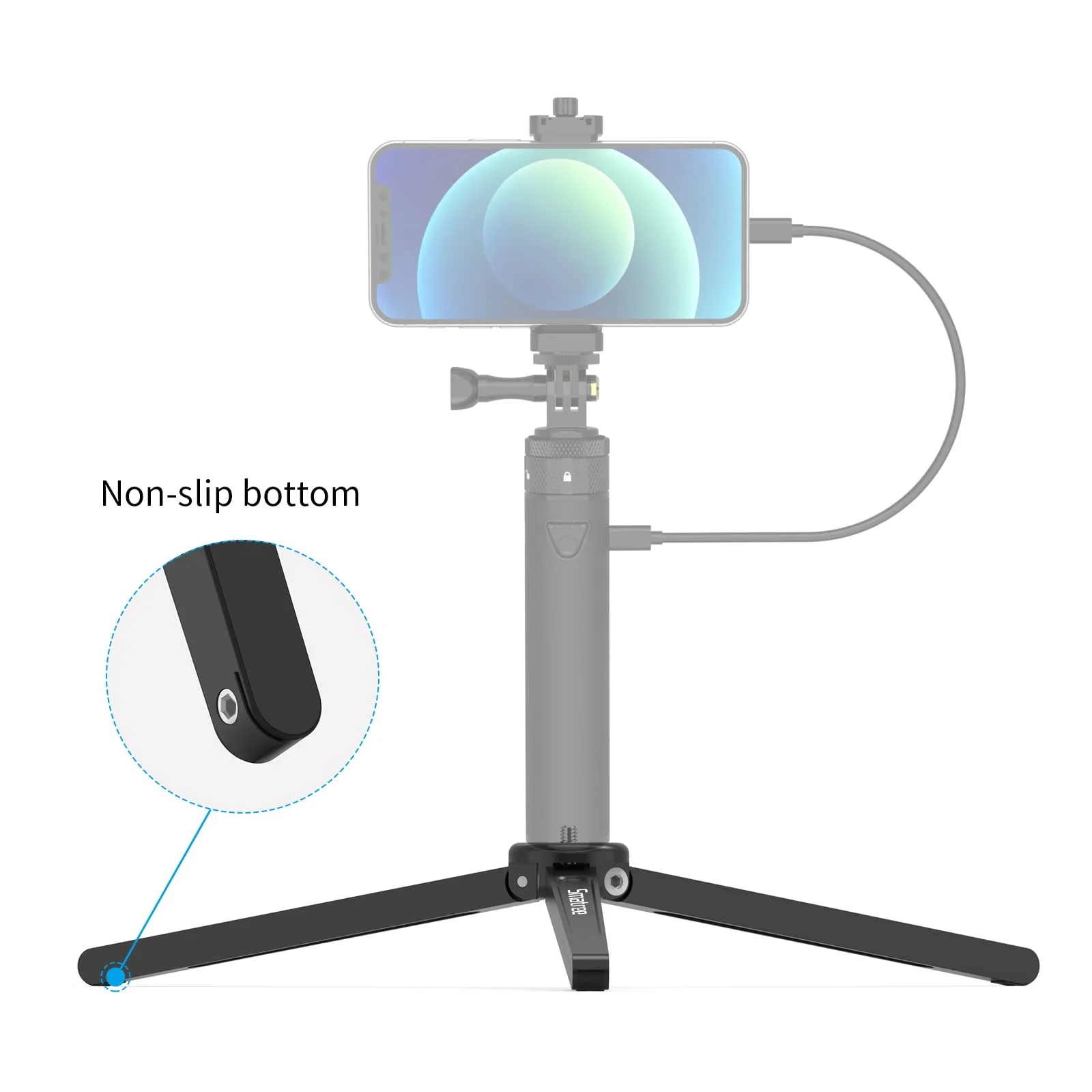 Smatree Metal Mini Tripod,Desktop Tabletop Stand Tripod,Fit for G*pro/Osmo Mobile/hohem Gimbal Handle Grip Stabilizer/Smooth 4/Crane Plus/Crane 2/Vimble 2/Ronin-S Etc. Meta Tripod - Image 7