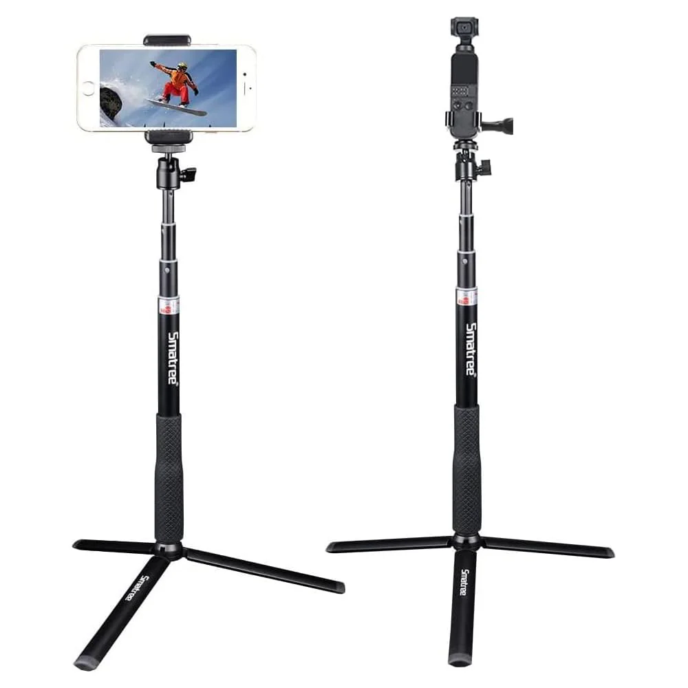 Smatree Selfie Stick Compatible with DJI OSMO Pocket 4/3/2/OSMO Pocket/G*Pro 13/12/11/10/9/8/7/6/5/4/3+/3 / SJCAM/AKASO/Xiaomi Yi and Cell Phone